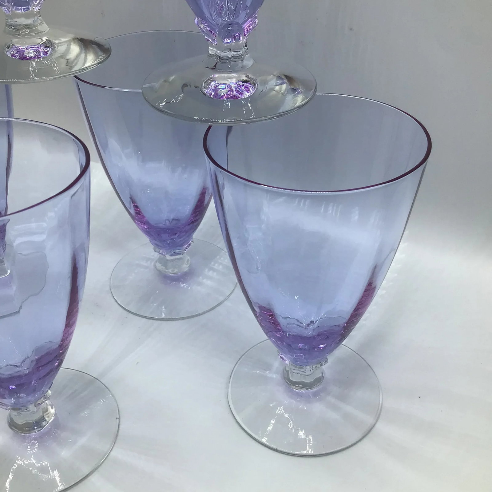 Art Deco Optic Wisteria Footed Juice Glasses by Fostoria Glass-Set of 6 - 10