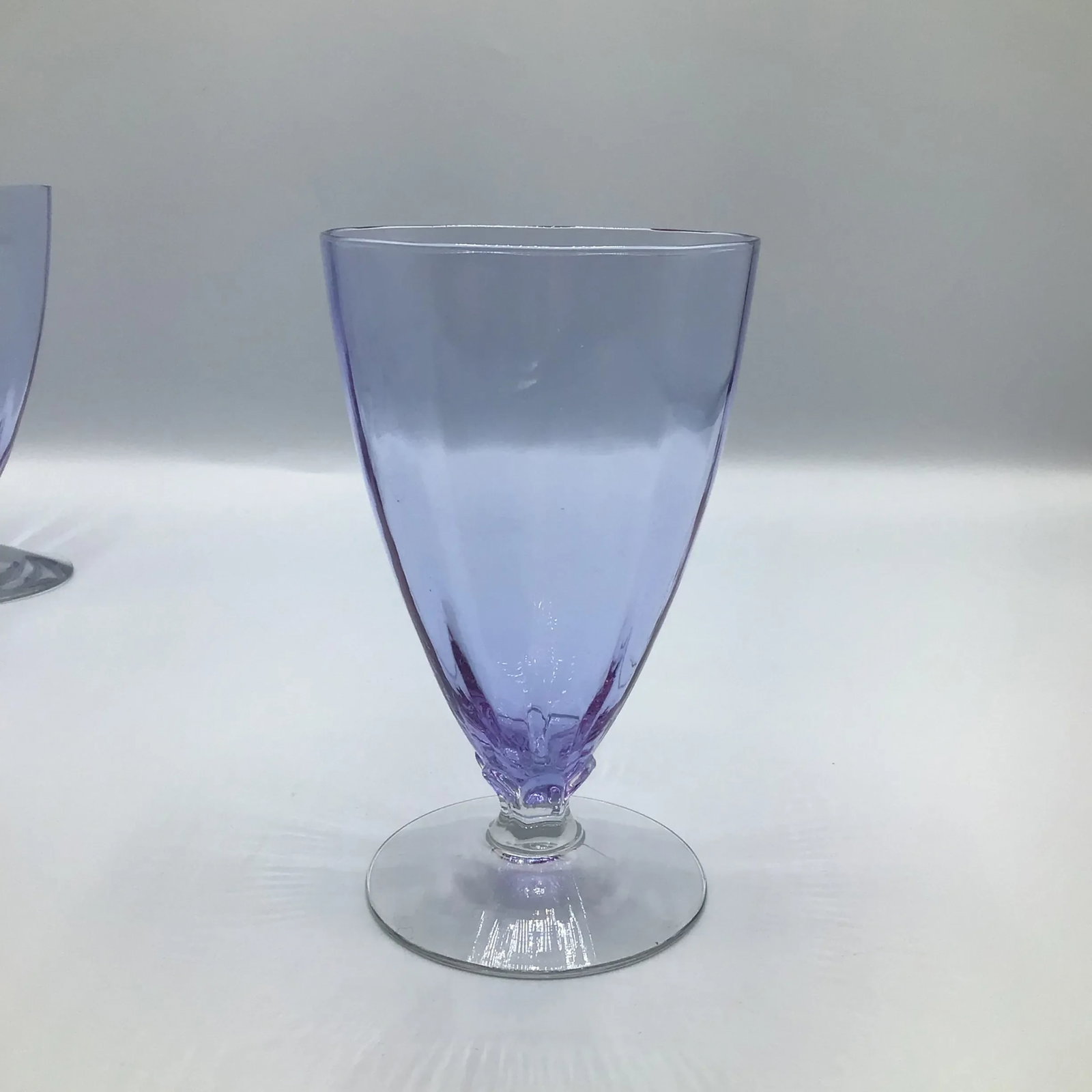Art Deco Optic Wisteria Footed Juice Glasses by Fostoria Glass-Set of 6 - 4