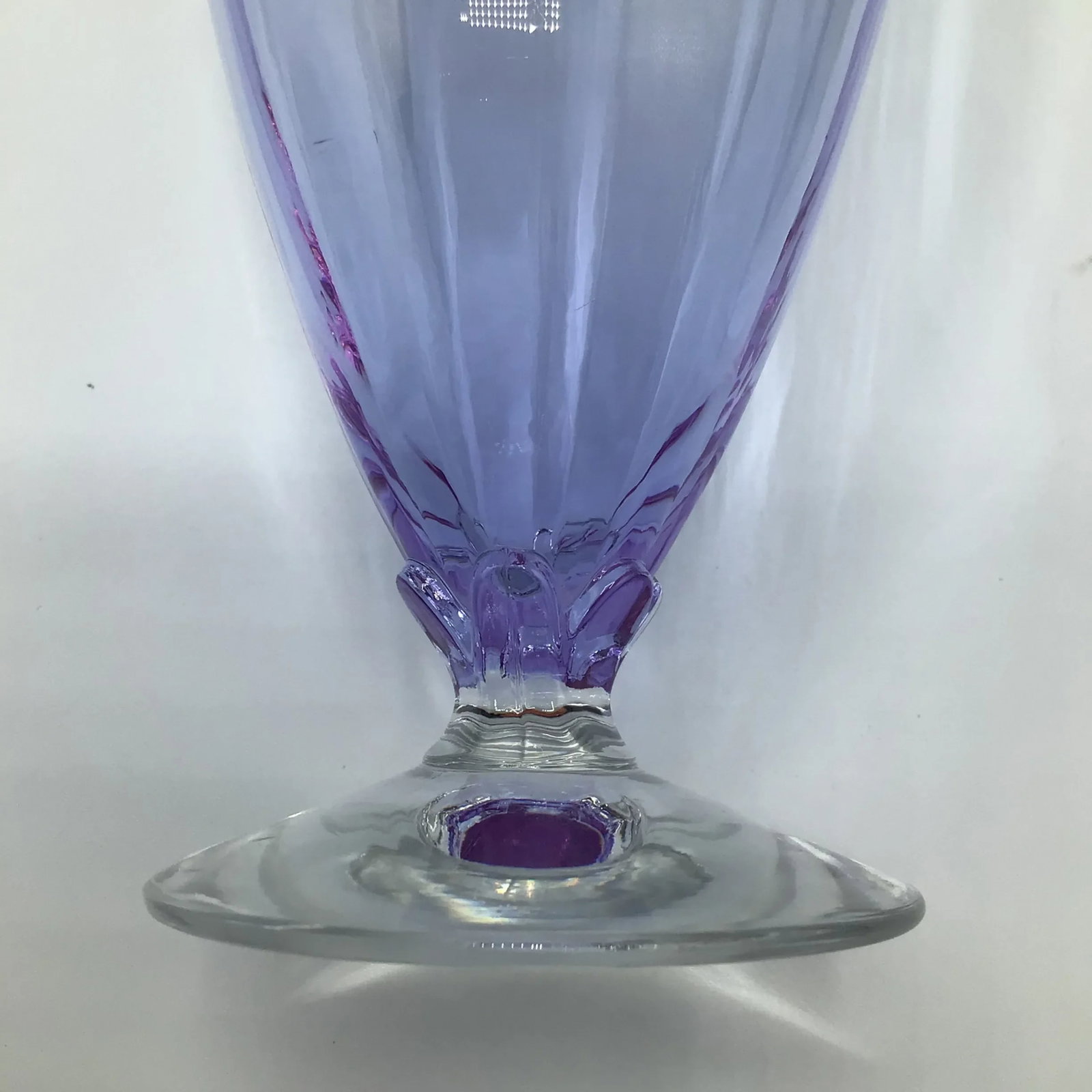 Art Deco Optic Wisteria Footed Juice Glasses by Fostoria Glass-Set of 6 - 8