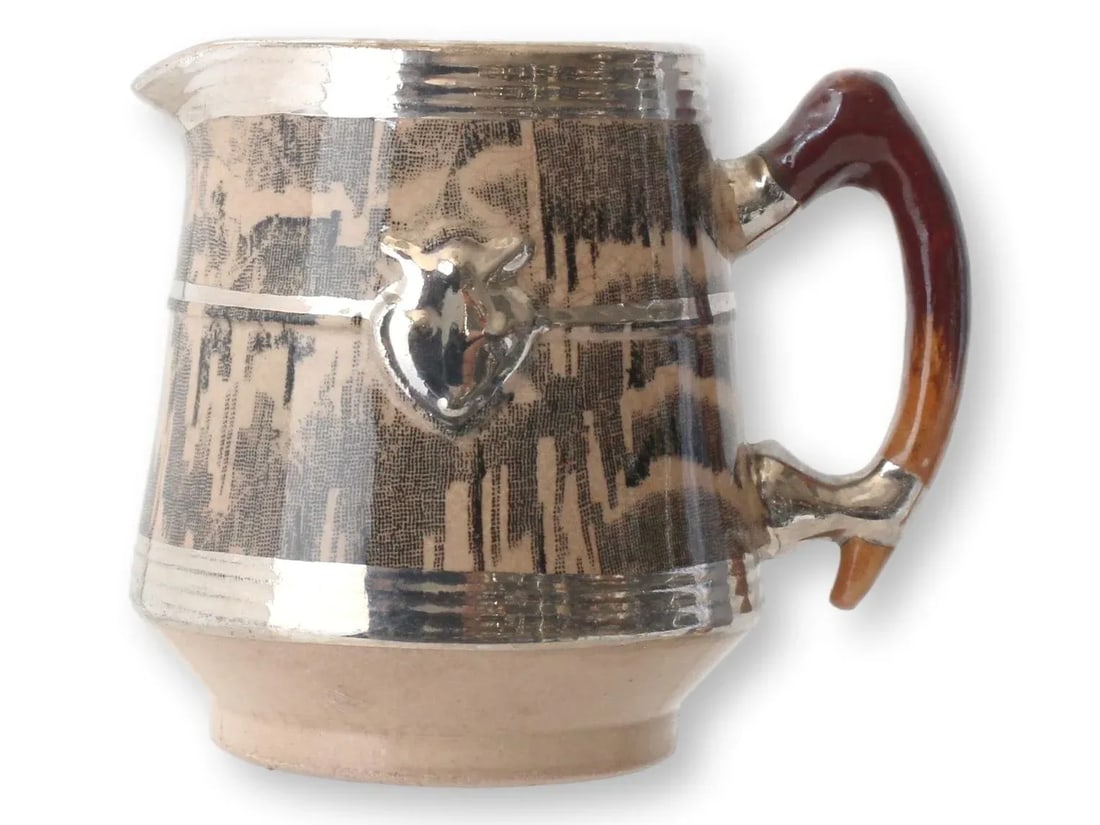 1930s Silver Shield Faux Bois Pattern Cream & Sugar - 2