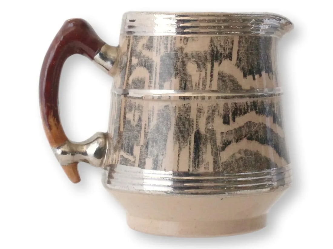 1930s Silver Shield Faux Bois Pattern Cream & Sugar - 5