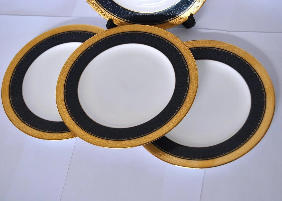 Noritake Cobalt Blue Gold Salad Plates- Set of 4 - 7