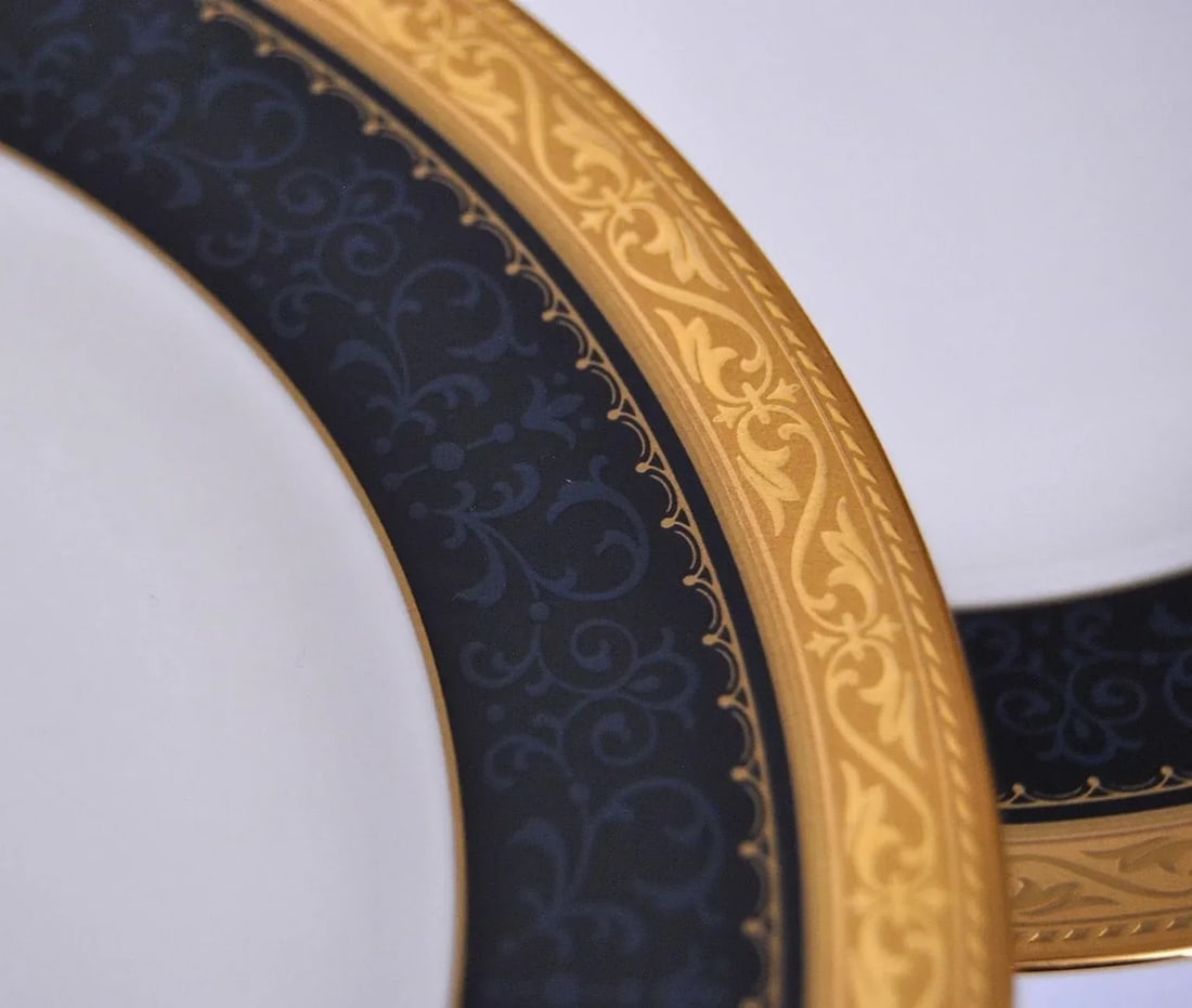 Noritake Cobalt Blue Gold Salad Plates- Set of 4 - 8