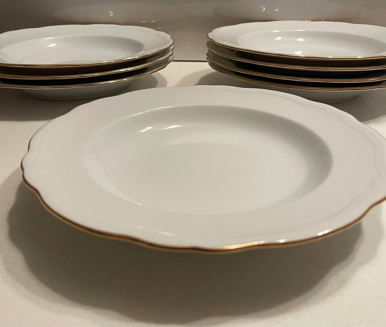 Late 20th Century Mikasa Gold Coin Soup Bowls - Set of 8 - 10