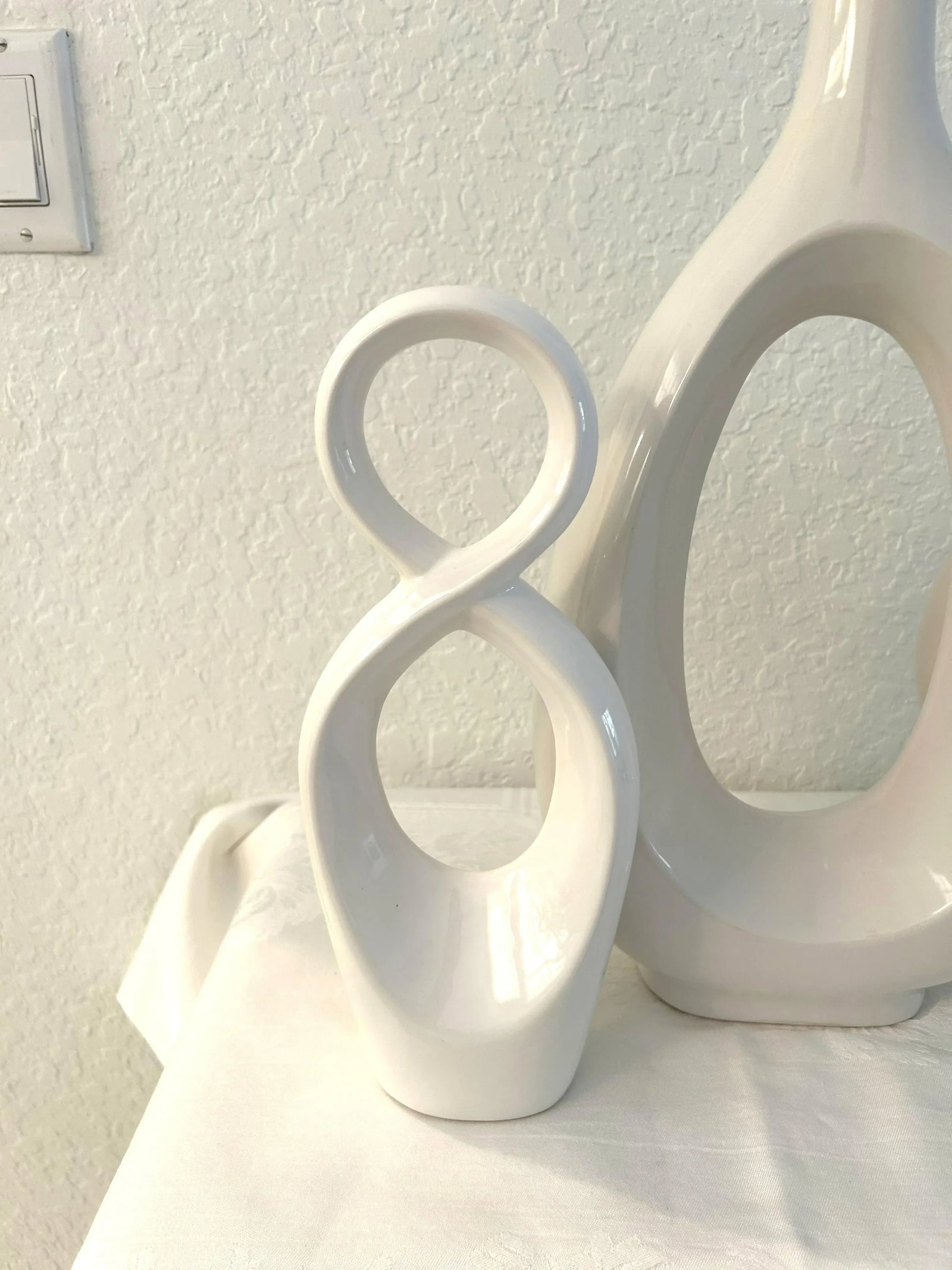 Organic Modern White Cermaic Sculptures, Set of 3 - 2
