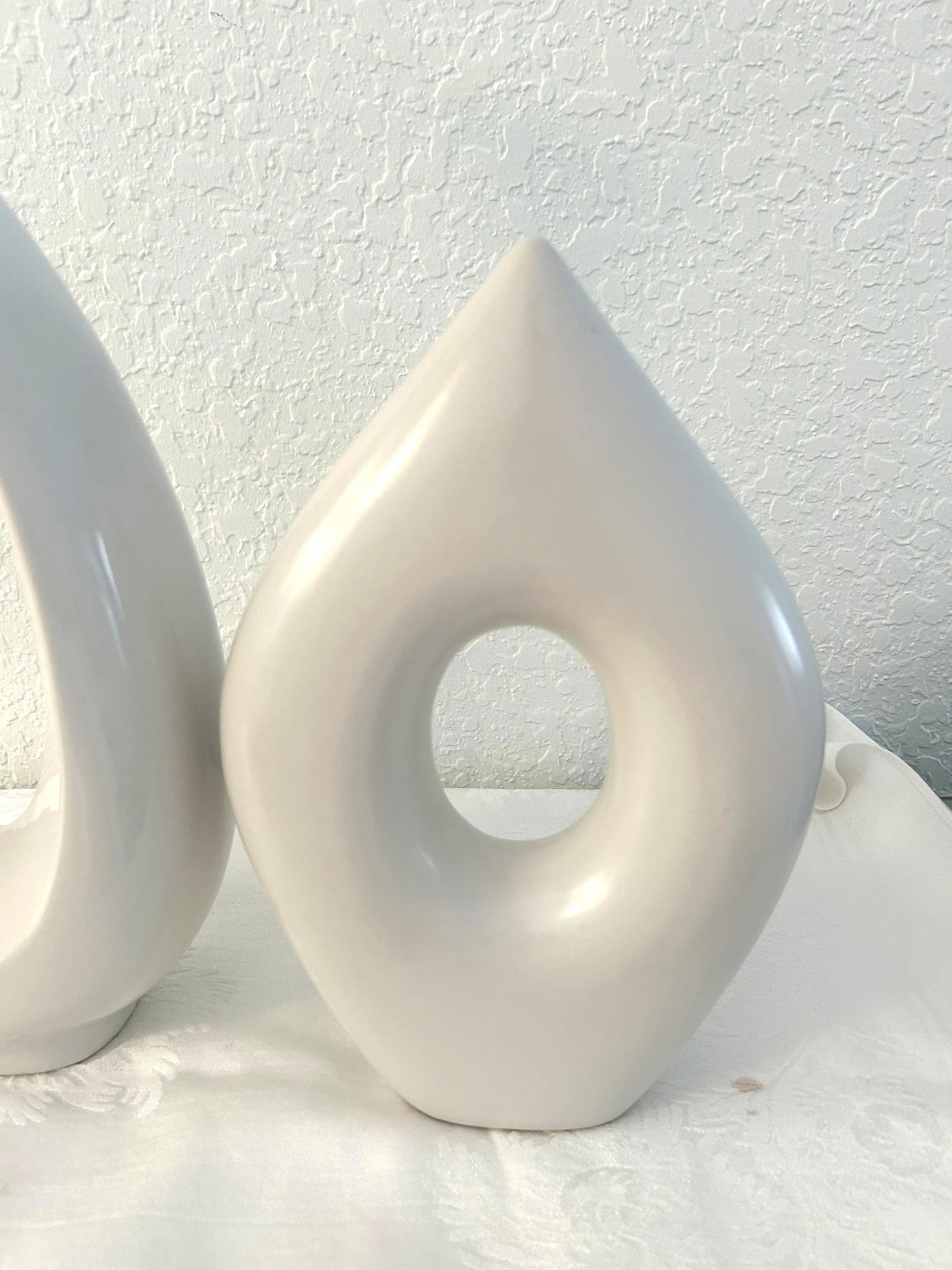 Organic Modern White Cermaic Sculptures, Set of 3 - 3