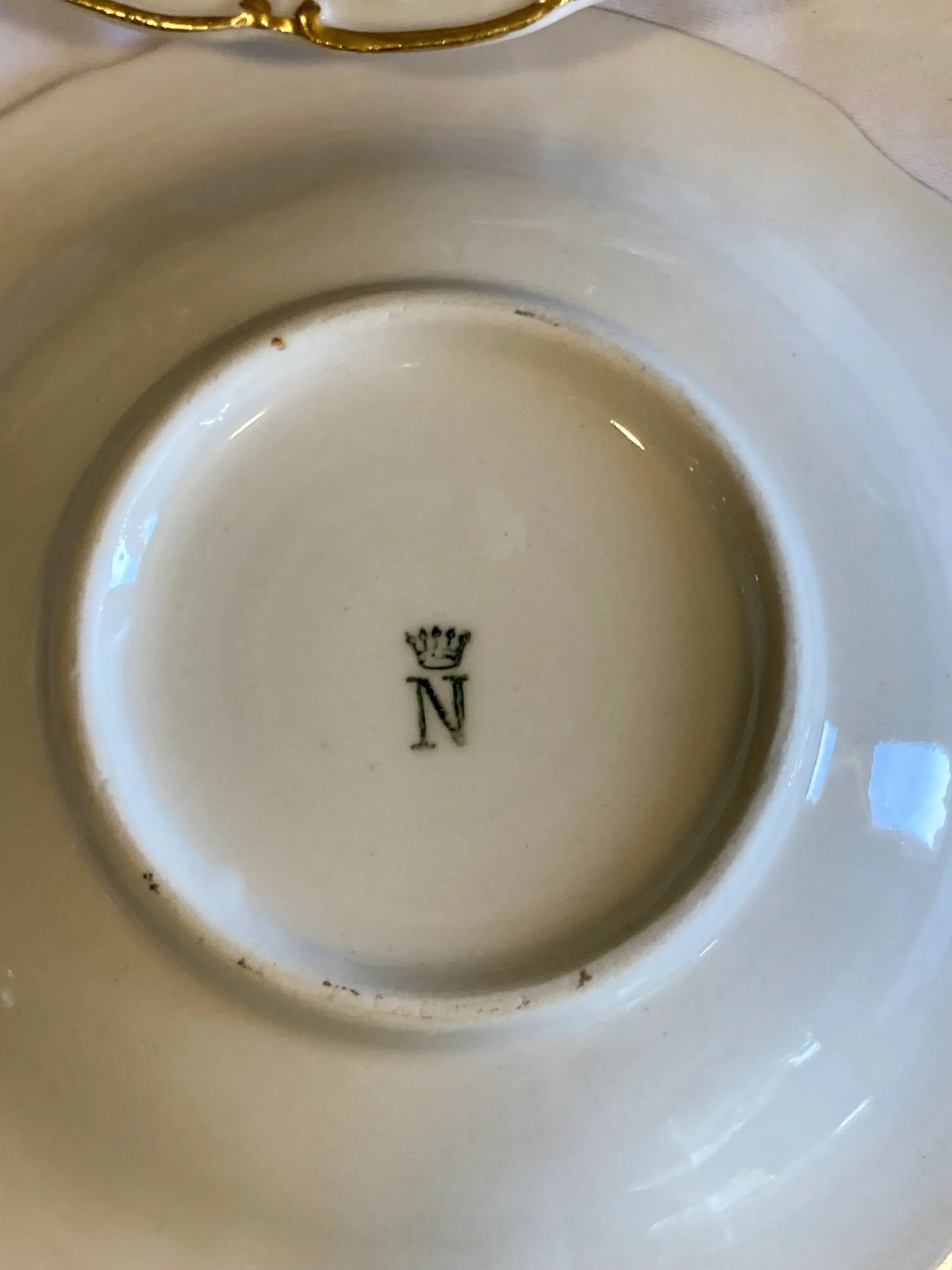 Antique Ernst Bohne Sohne Cherub Teacup and Saucer With Gold Trim Set- 14 Pieces - 8