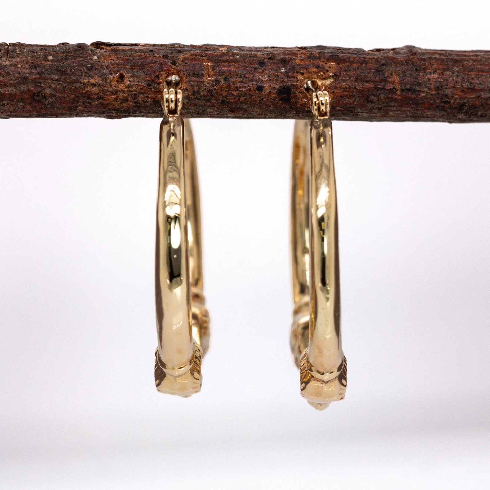 Animal Inspired Estate Hoop Earrings in 14k Solid Gold| Latch Back Closure, 31mm - 7