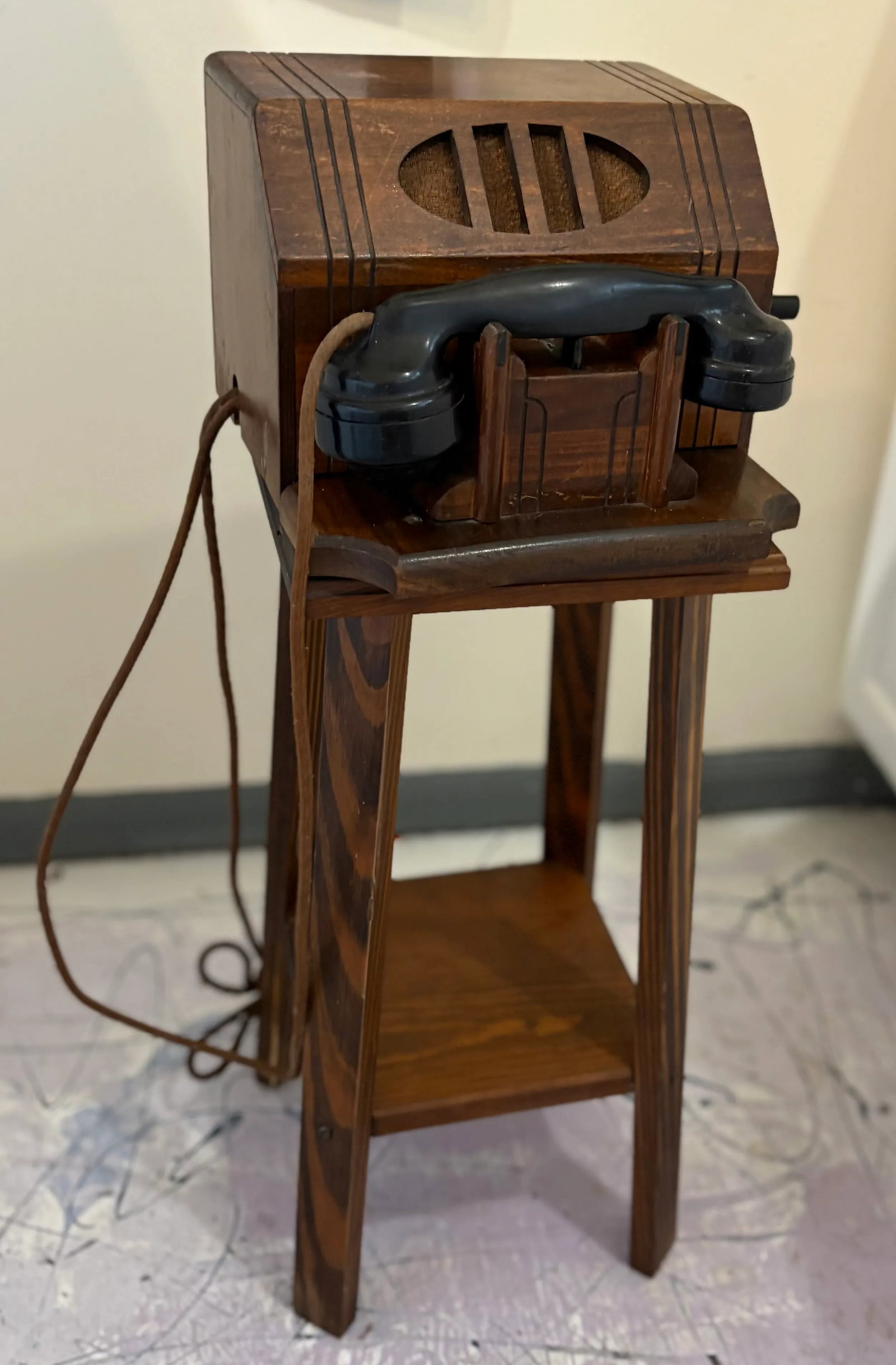Vintage, Crank Telephone & Stand, Antique Phones - 2