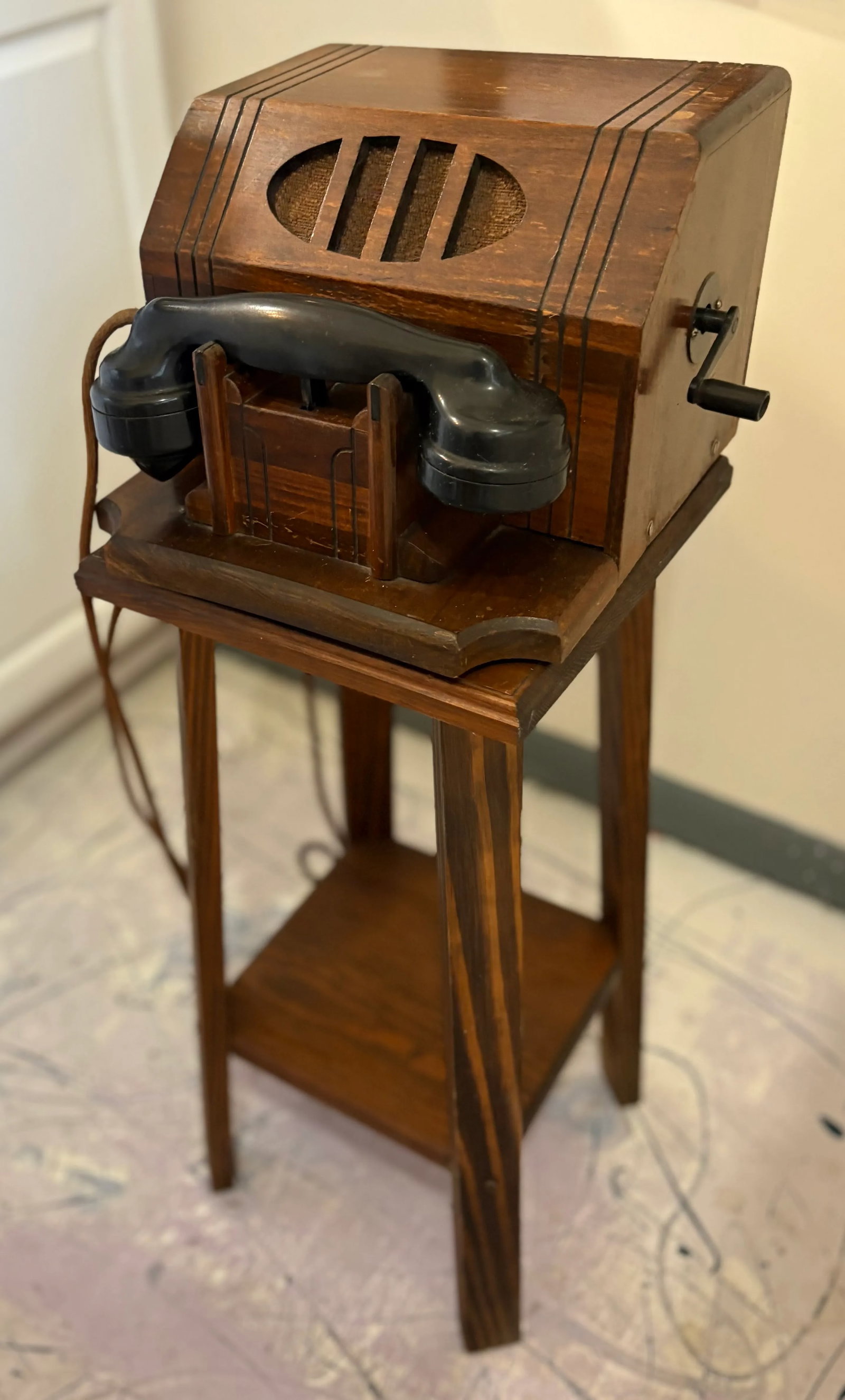 Vintage, Crank Telephone & Stand, Antique Phones - 6