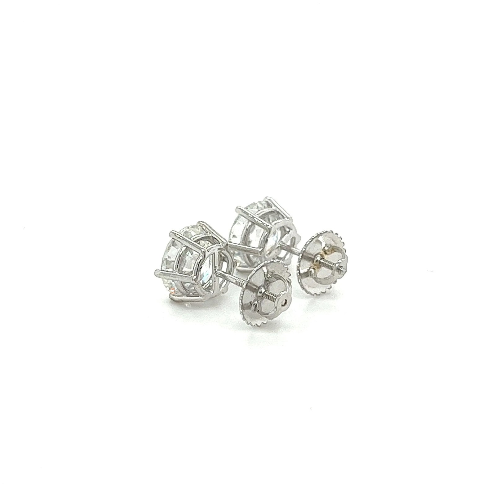 Igi Certified 6.06 Carat Old Euro Cut Lab Grown Diamond Stud Earrings, A Pair - 2