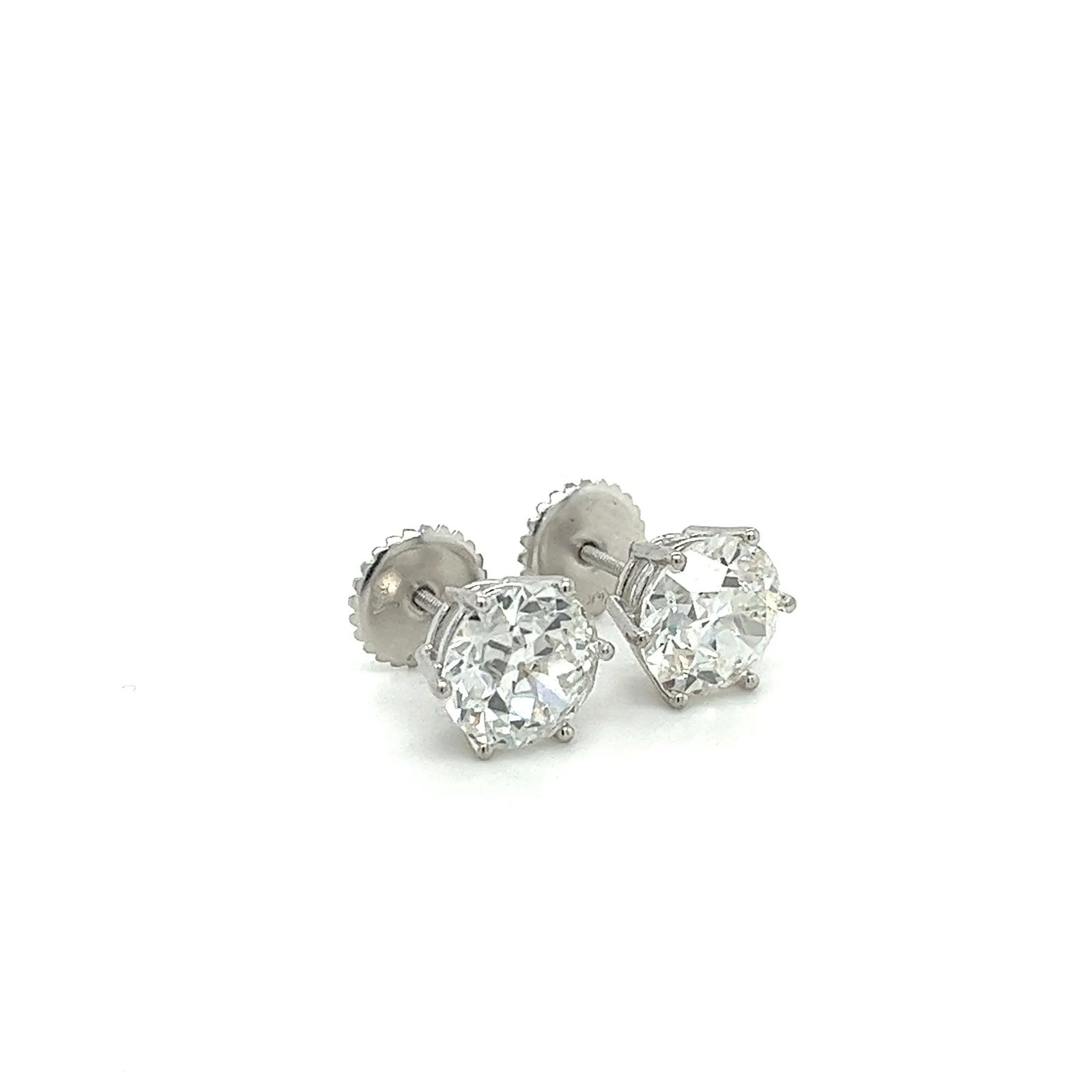 Igi Certified 6.06 Carat Old Euro Cut Lab Grown Diamond Stud Earrings, A Pair - 5