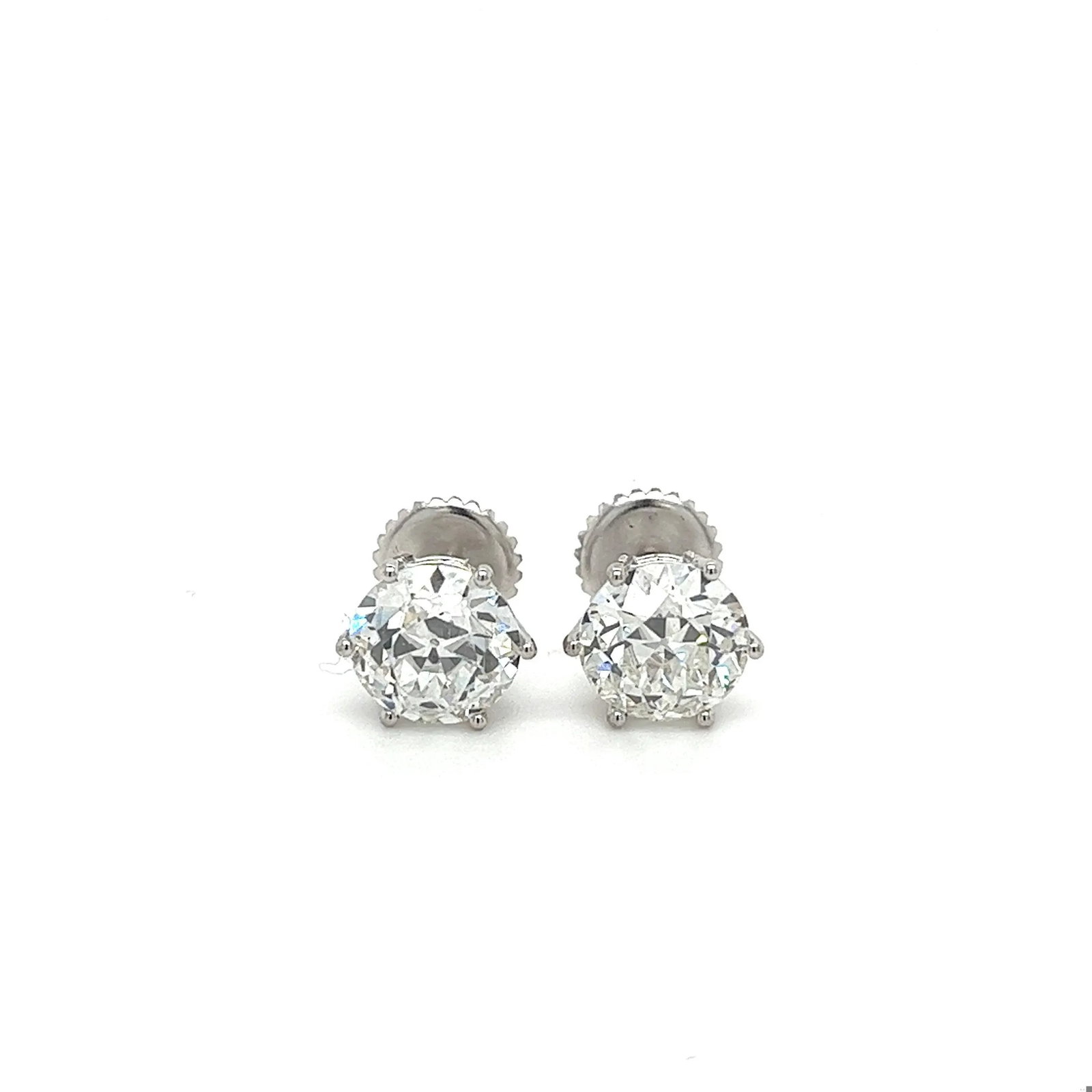Igi Certified 6.06 Carat Old Euro Cut Lab Grown Diamond Stud Earrings, A Pair - 6