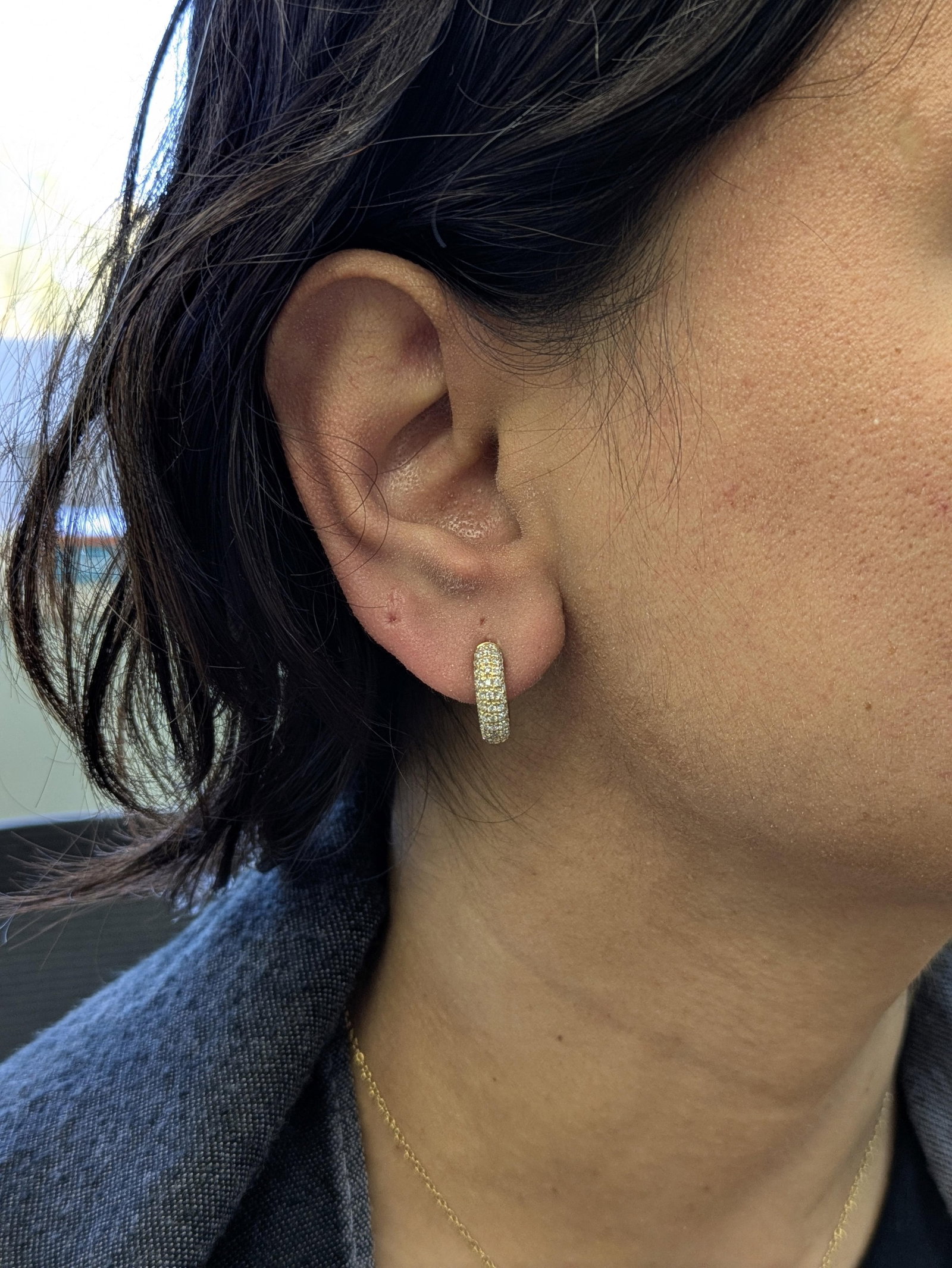 Handcrafted 14k Solid Gold Diamond Hoops - Ethically Earth-Mined Stones - 2