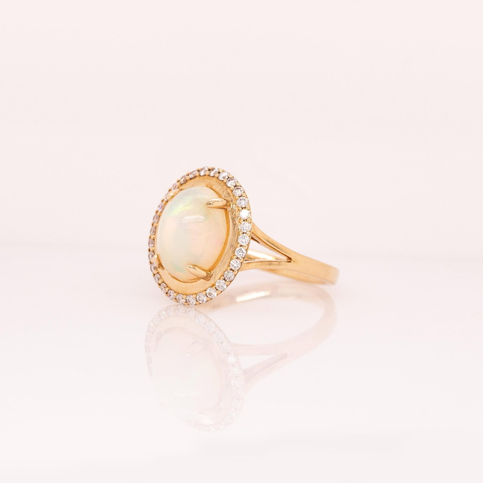 2.4cts Ethiopian Opal Ring With Natural Diamonds Accents: Solid 14k Gold, 11x9mm - 4