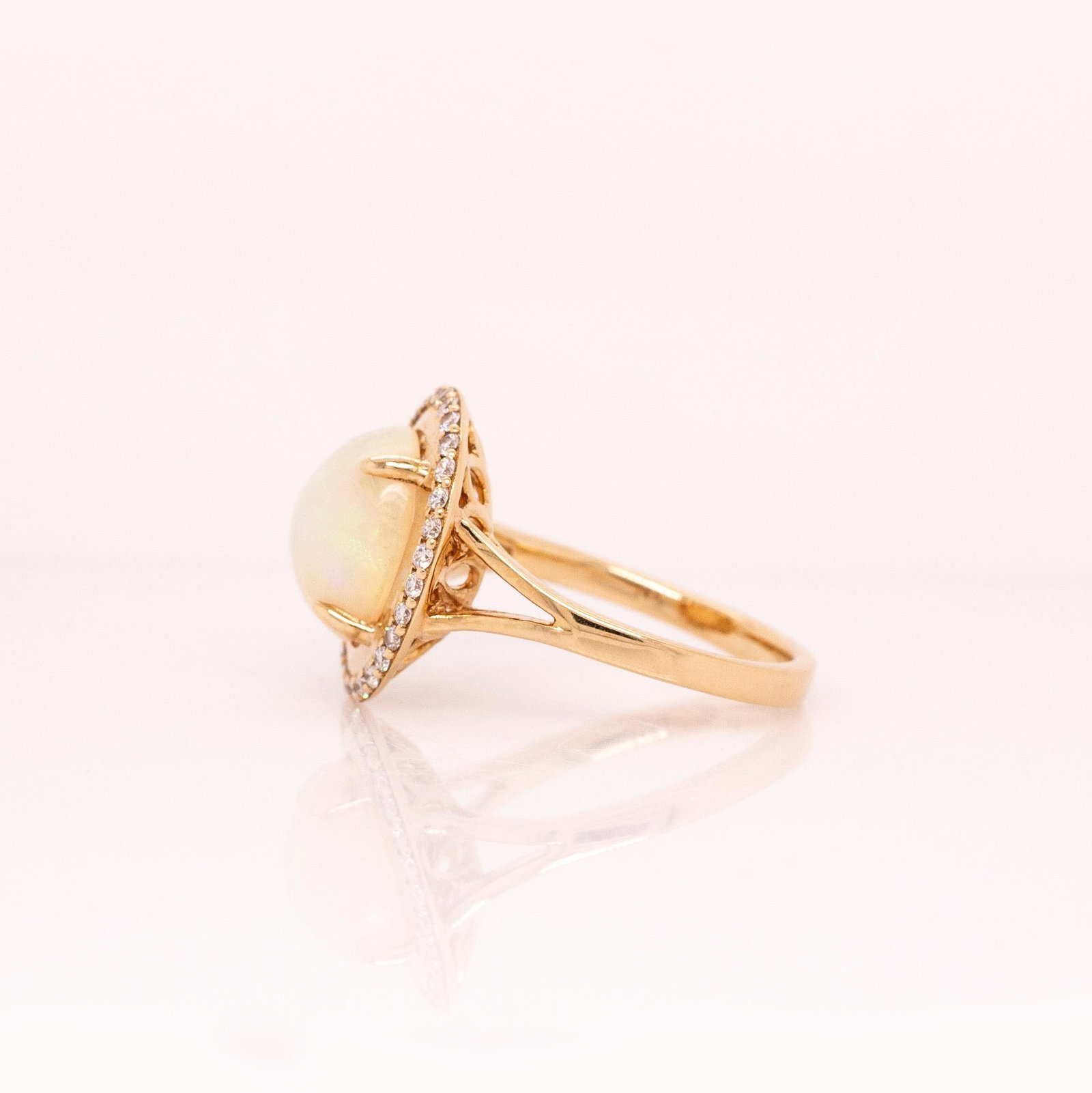 2.4cts Ethiopian Opal Ring With Natural Diamonds Accents: Solid 14k Gold, 11x9mm - 5