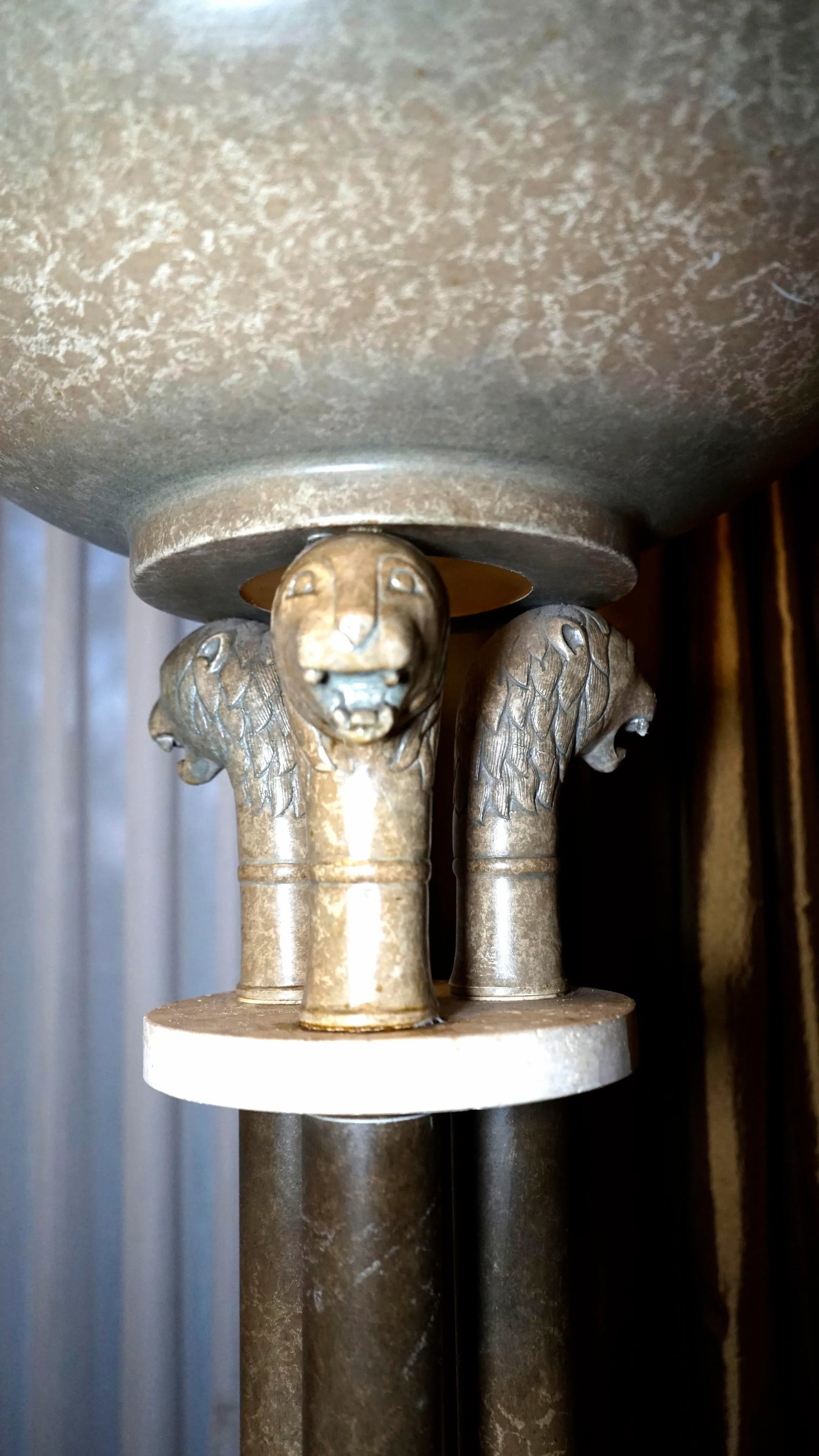 1960s Neoclassical Travertine Marble Torchiere Floor Lamp - 9