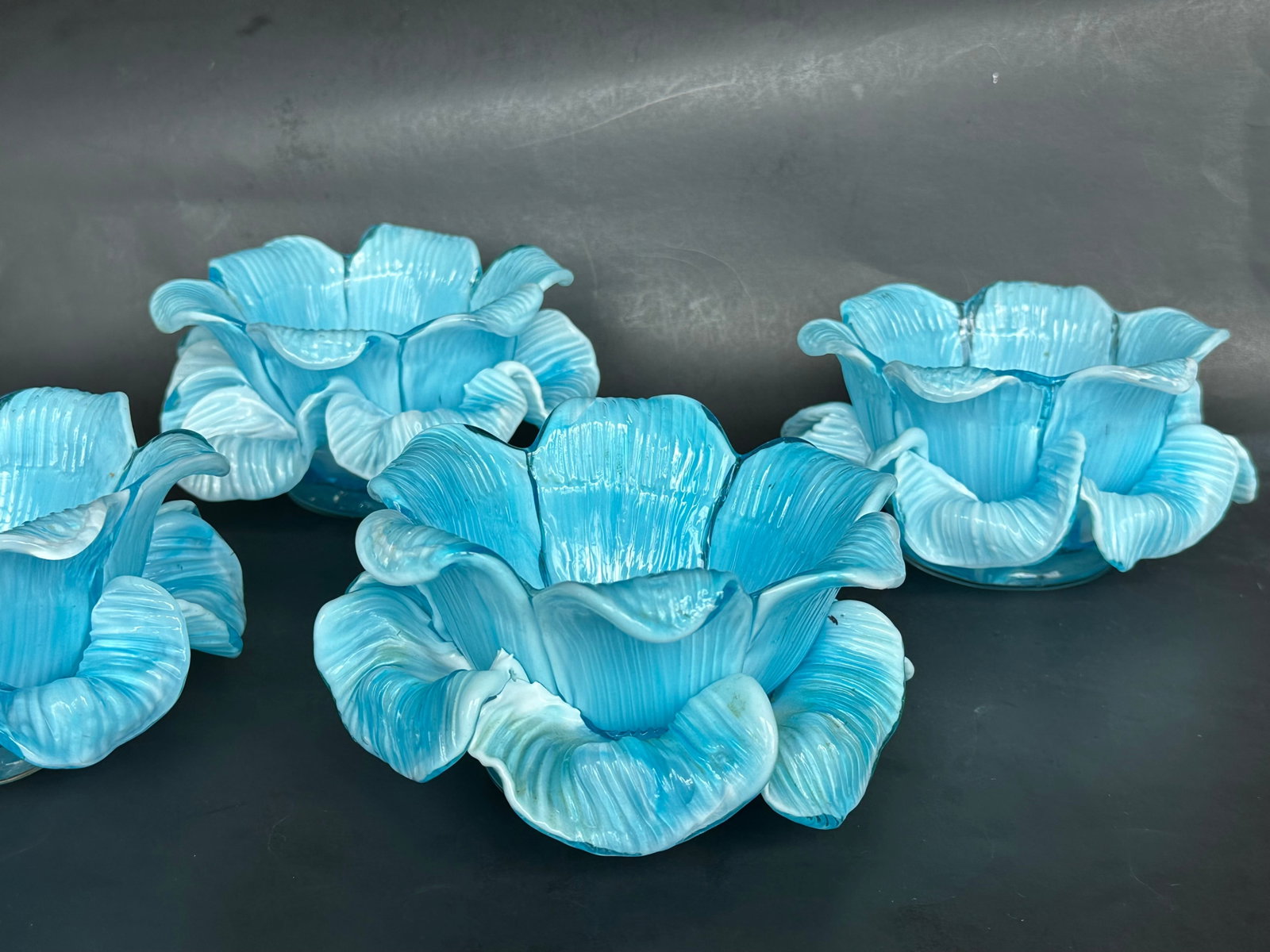 Fratelli Toso Italian Murano Glass Flower Petal Bowl Candle Votive Holders - 16