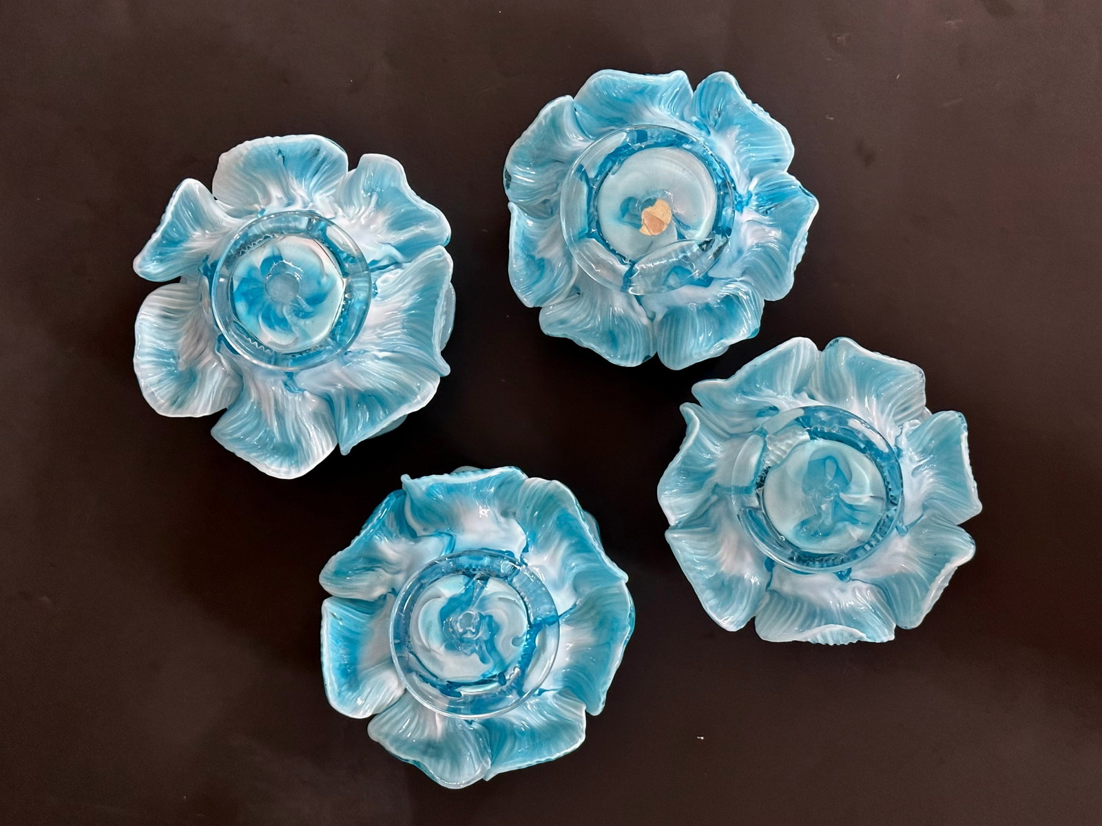 Fratelli Toso Italian Murano Glass Flower Petal Bowl Candle Votive Holders - 18