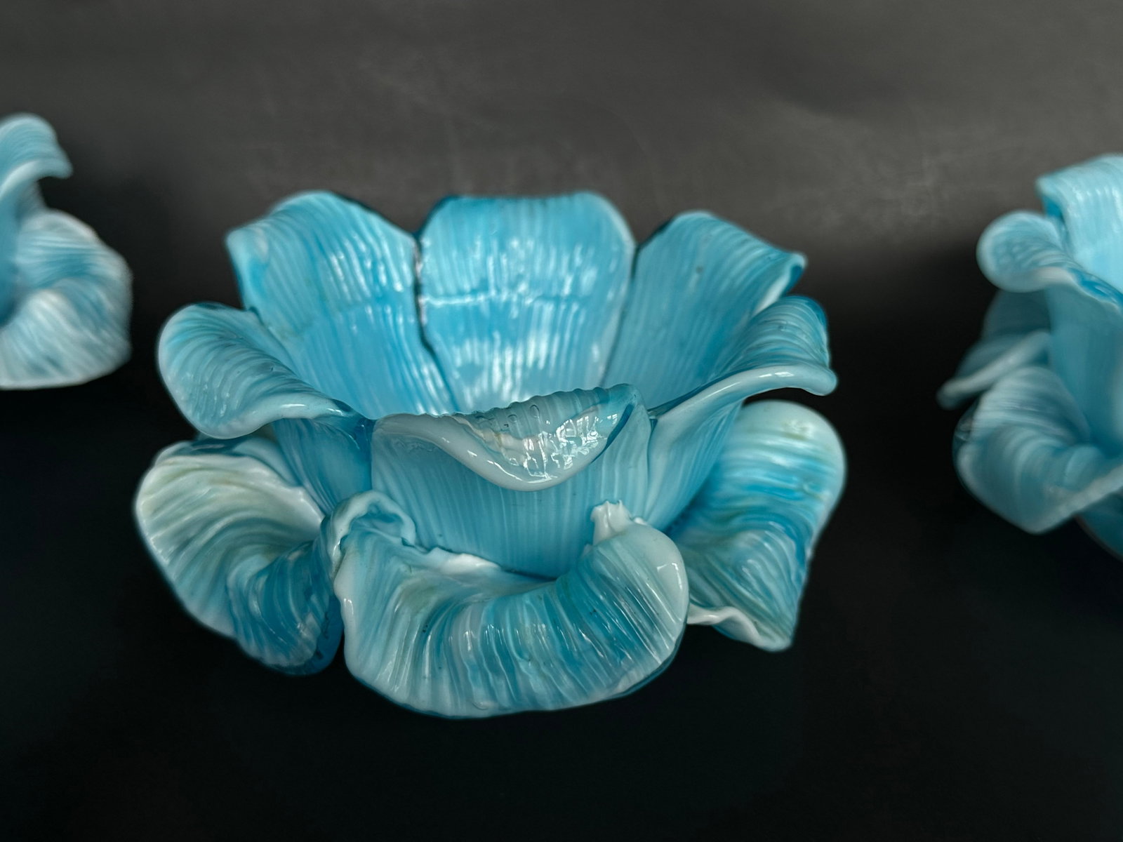 Fratelli Toso Italian Murano Glass Flower Petal Bowl Candle Votive Holders - 3