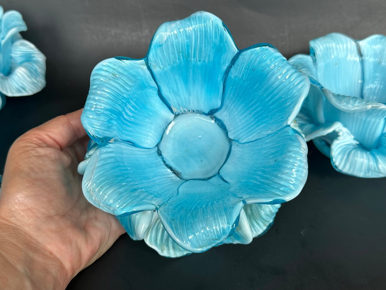 Fratelli Toso Italian Murano Glass Flower Petal Bowl Candle Votive Holders - 9