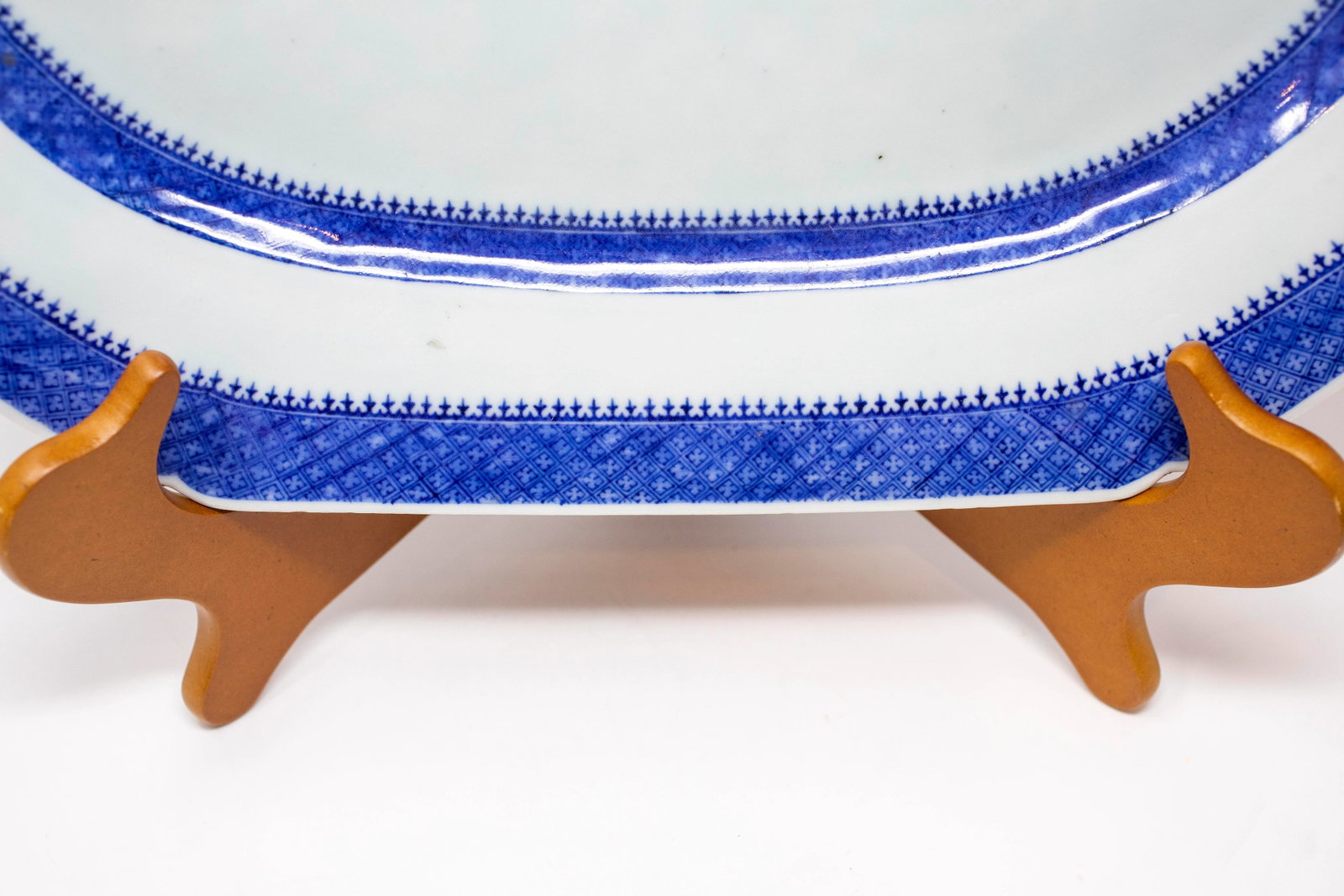 Antique Chinese Export Porcelain Large Oval Armorial Blue & White Platter - 4