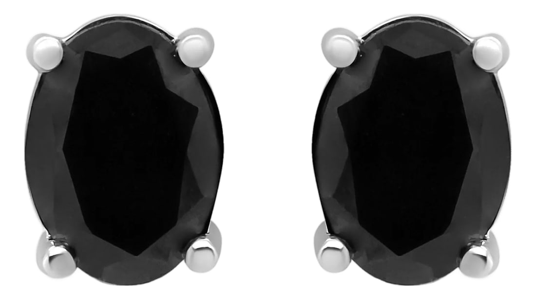 .925 Sterling Silver 2.0 Cttw Prong Set Treated Black Oval Diamond Stud Earring (Black Color, I2-I3: Add this stunningly unique diamond stud earrings to your jewelry collection and impress all your girlfriends. This beautiful pair of treated black studs are made from the finest .925 sterling silver,