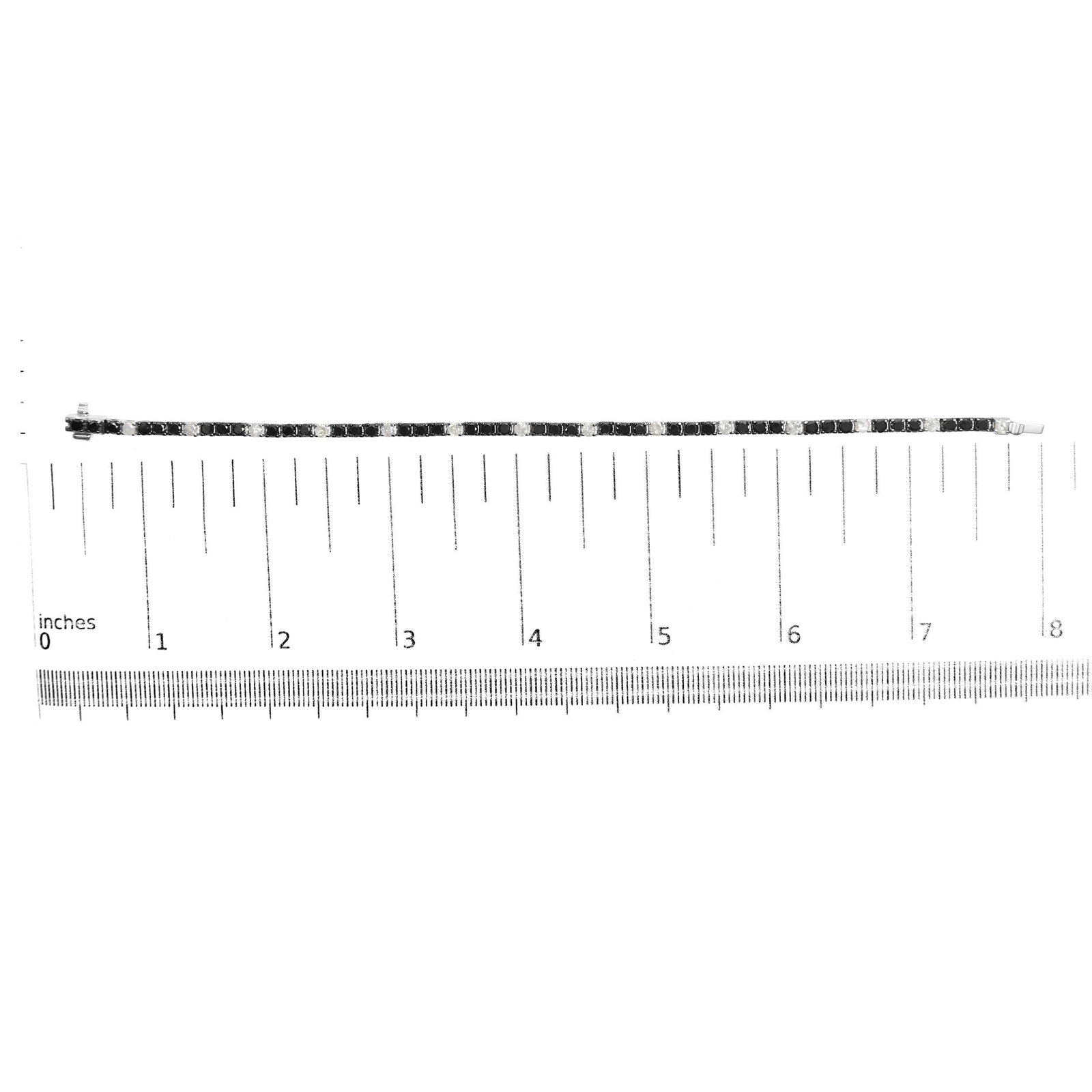 .925 Sterling Silver 5.0 Cttw Black and White Diamond Tennis Bracelet (I-J Color, I2-I3 Clarity) - 7 - 5