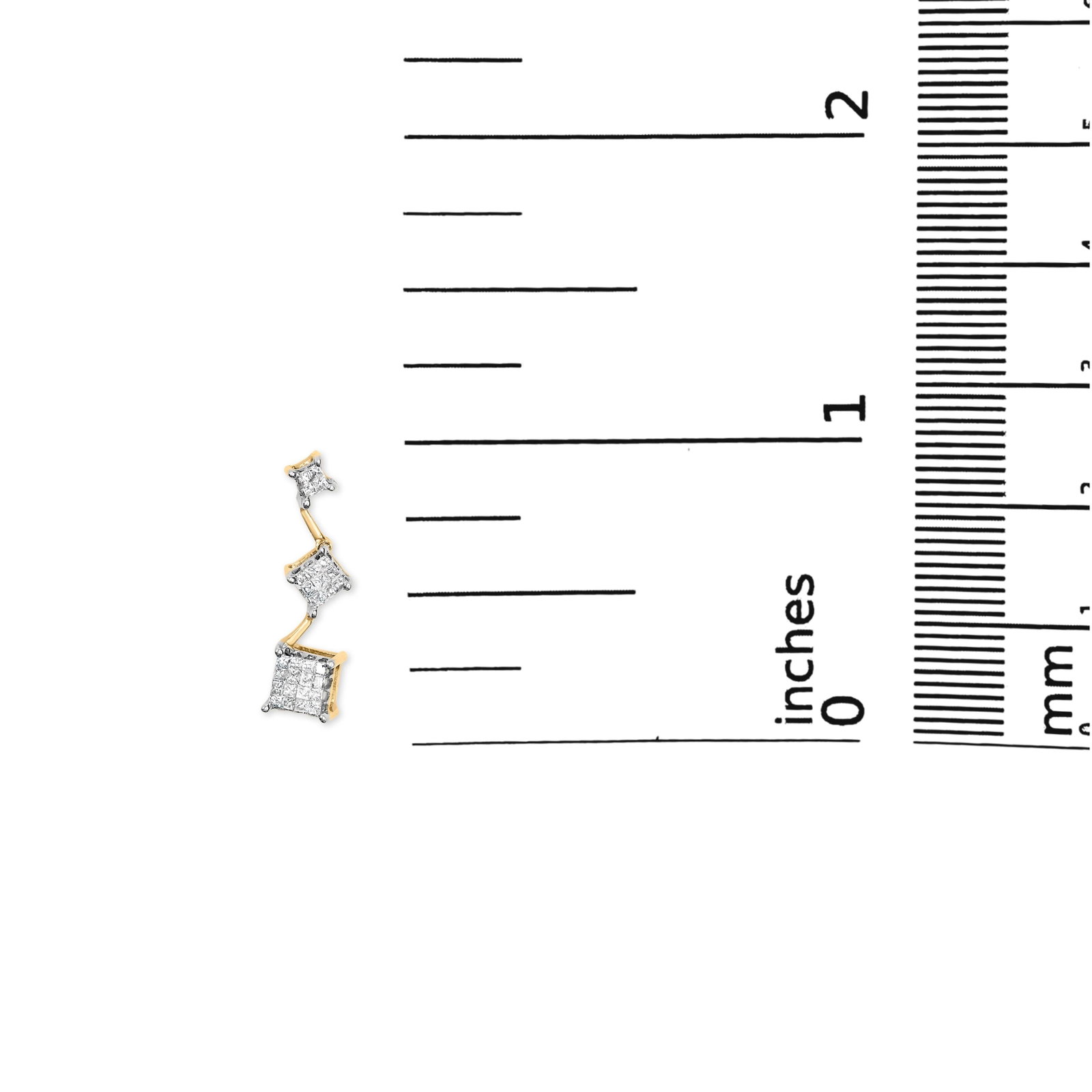 14K Yellow Gold 1 cttw Princess Cut Diamond Earrings (H-I, SI1-SI2) - 5