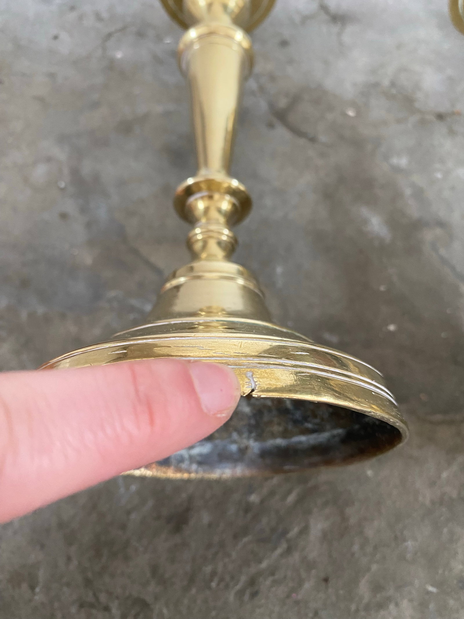 Pair French 19th Century Candlesticks Solid Brass Early Round Baluster Stems Candle Holders - 7