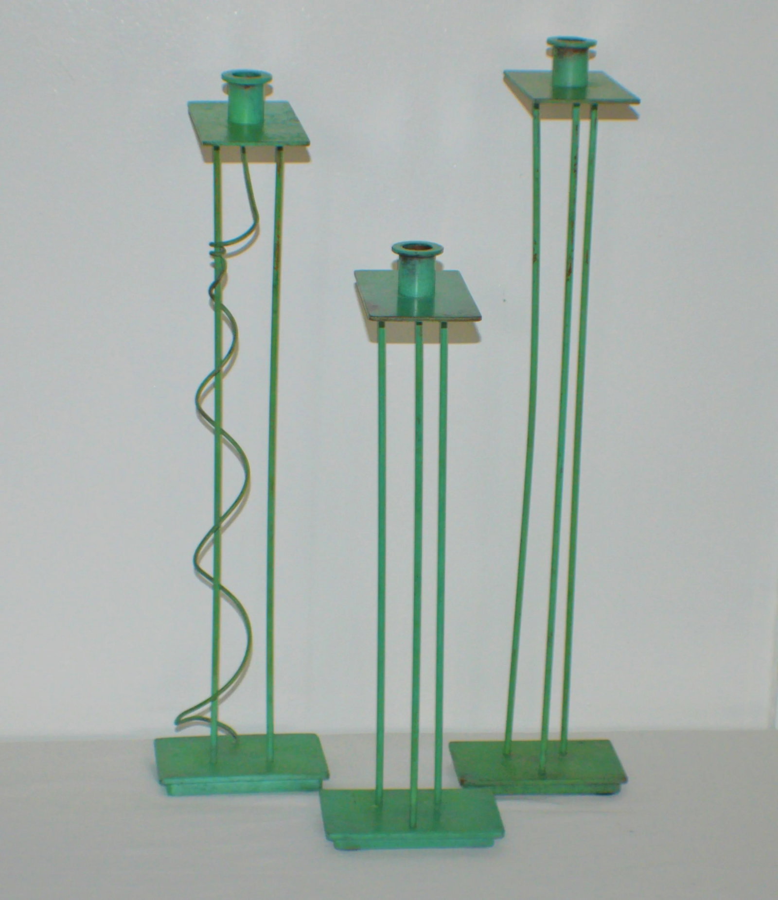 1980s Swid Powell Steven Holl Signed Architectural Prototypes Bronze Candlesticks - Set of 3 - 8