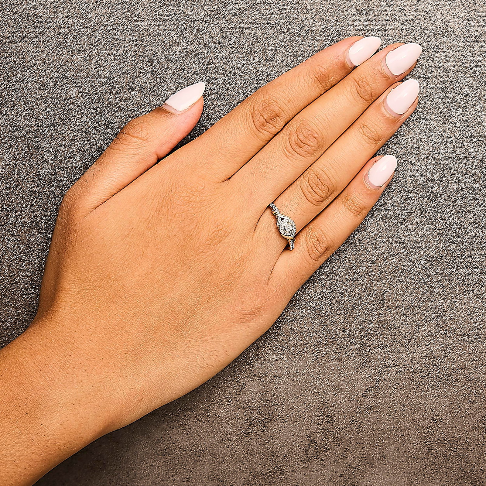 10K Yellow Gold 1/10 Cttw Diamond Swirl and Halo Promise Ring (I-J Color, I3 Clarity) - Size 7 - 6