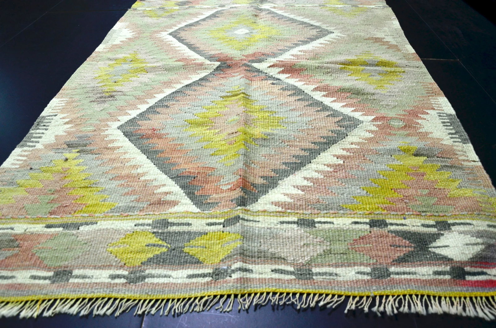 Vintage Geometric Design Turkish Handmade Kilim Rug - 5