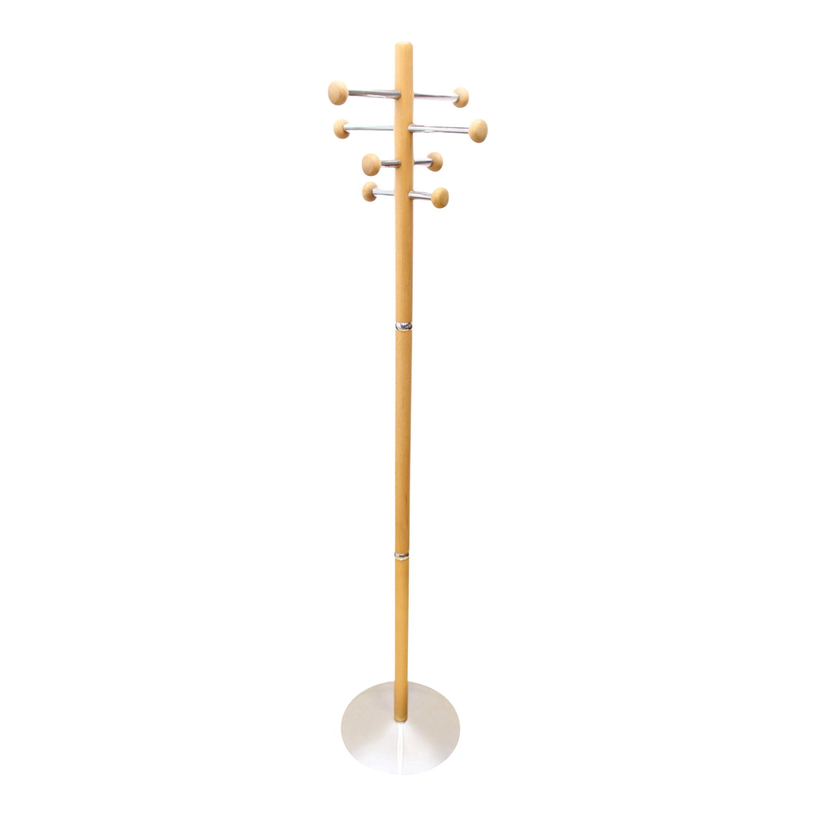 Vintage Chrome & Beech Floor Standing Coat Rack (1 of 7)