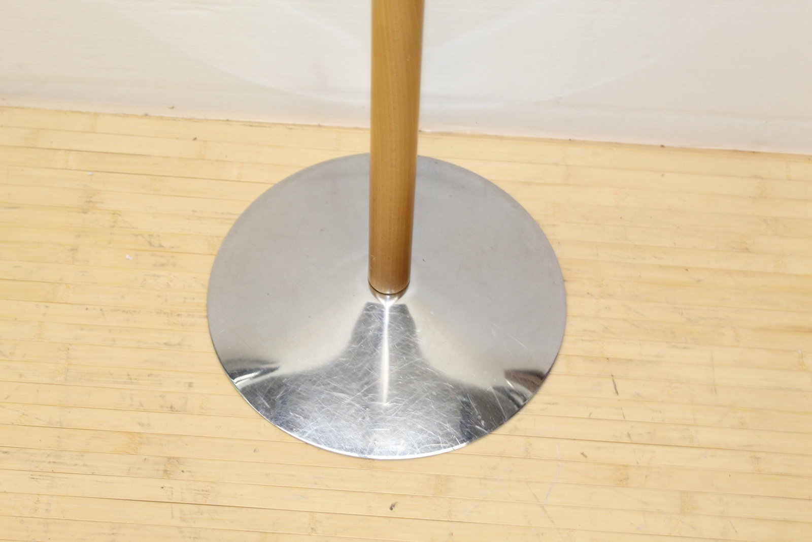 Vintage Chrome & Beech Floor Standing Coat Rack - 3