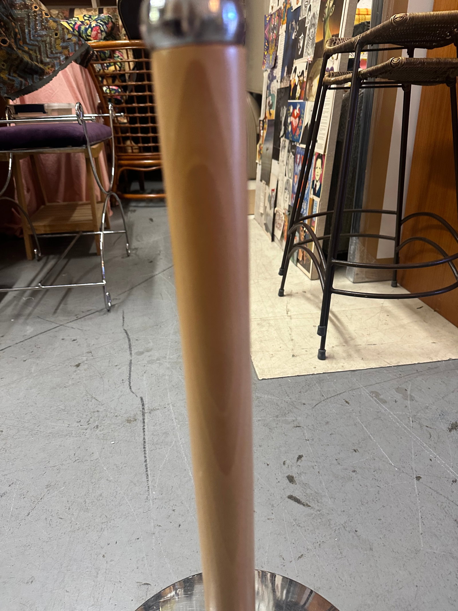 Vintage Chrome & Beech Floor Standing Coat Rack - 6