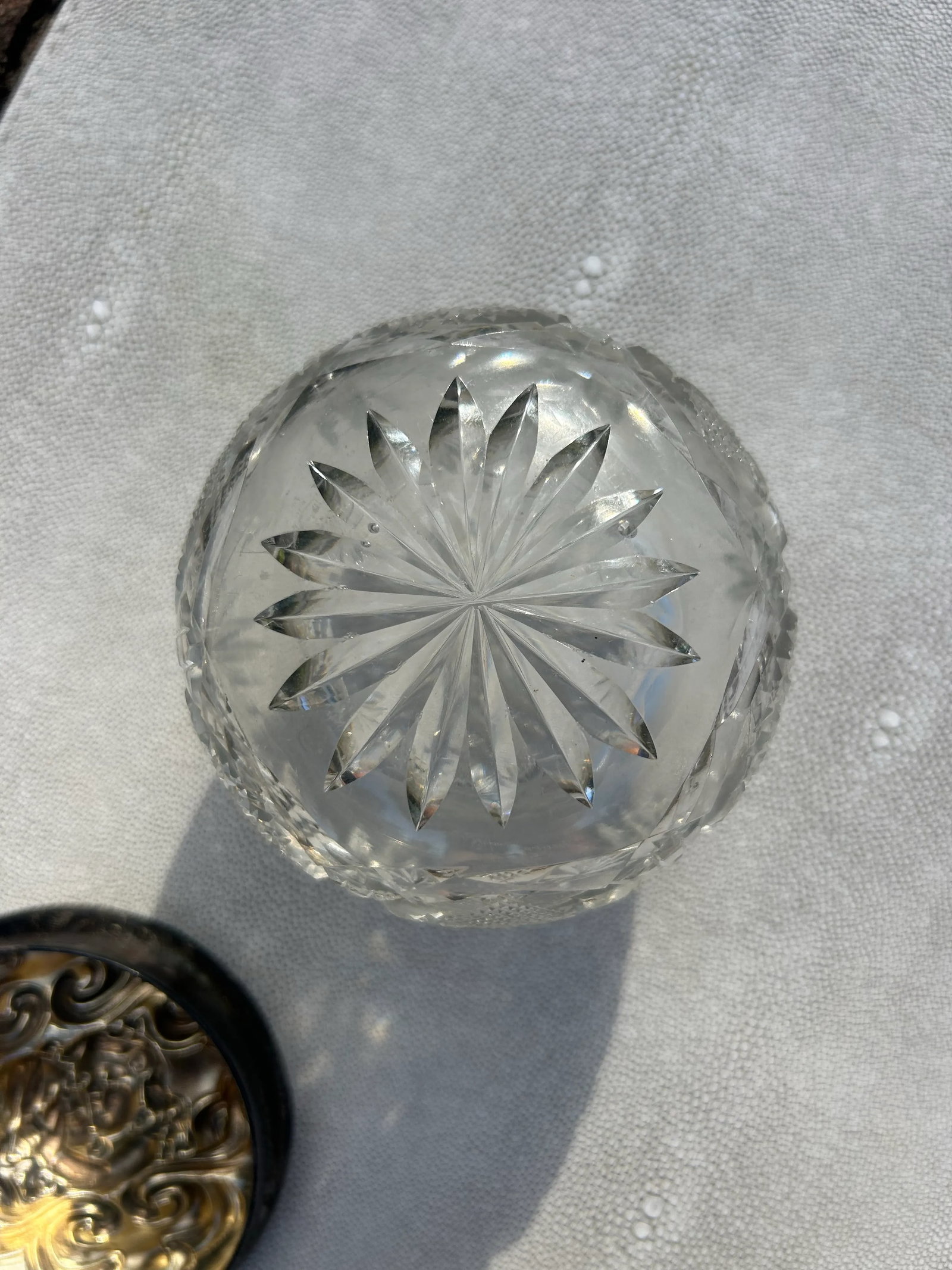 Rare Antique Art Nouveau Sterling Silver & Cut Crystal Dresser Jar by Unger Brothers C. 1900 - 10