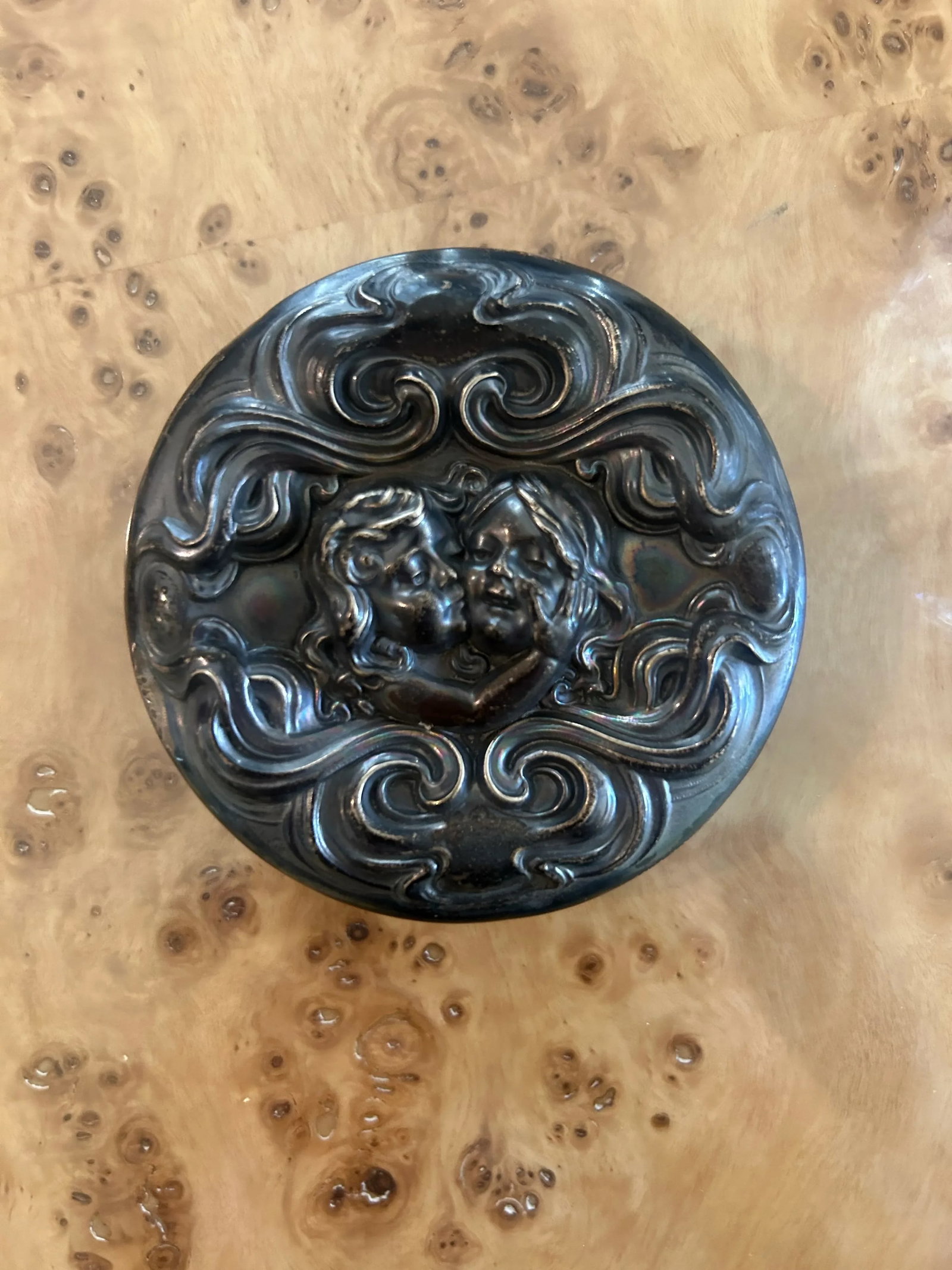 Rare Antique Art Nouveau Sterling Silver & Cut Crystal Dresser Jar by Unger Brothers C. 1900 - 2