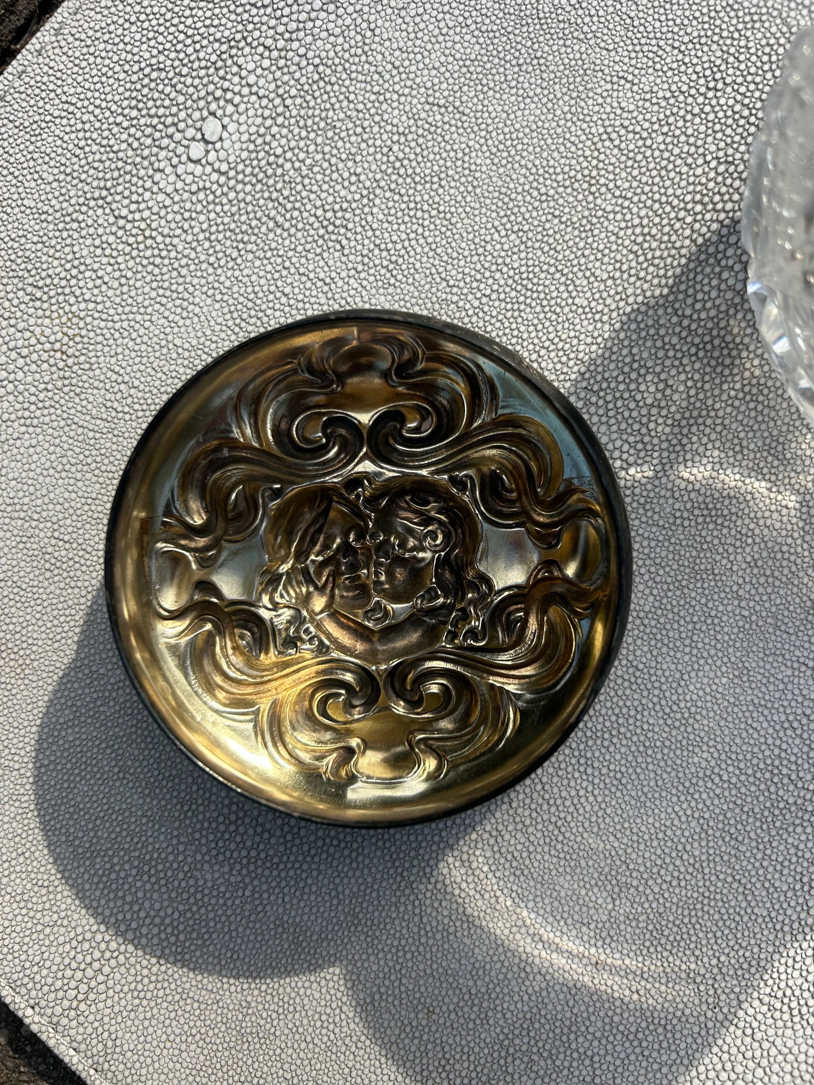 Rare Antique Art Nouveau Sterling Silver & Cut Crystal Dresser Jar by Unger Brothers C. 1900 - 3