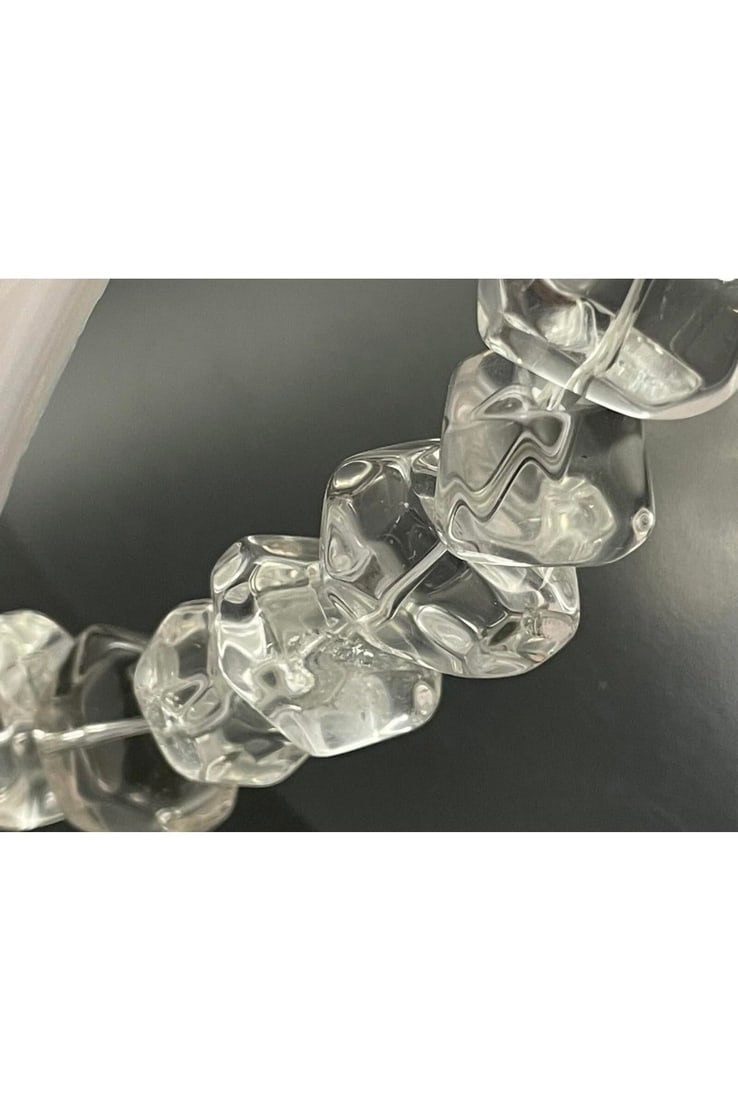 Gemstone Necklace Outstanding Large Chunky Polished Rock Crystal, Thick Round Sterling Silver Clasp - 3
