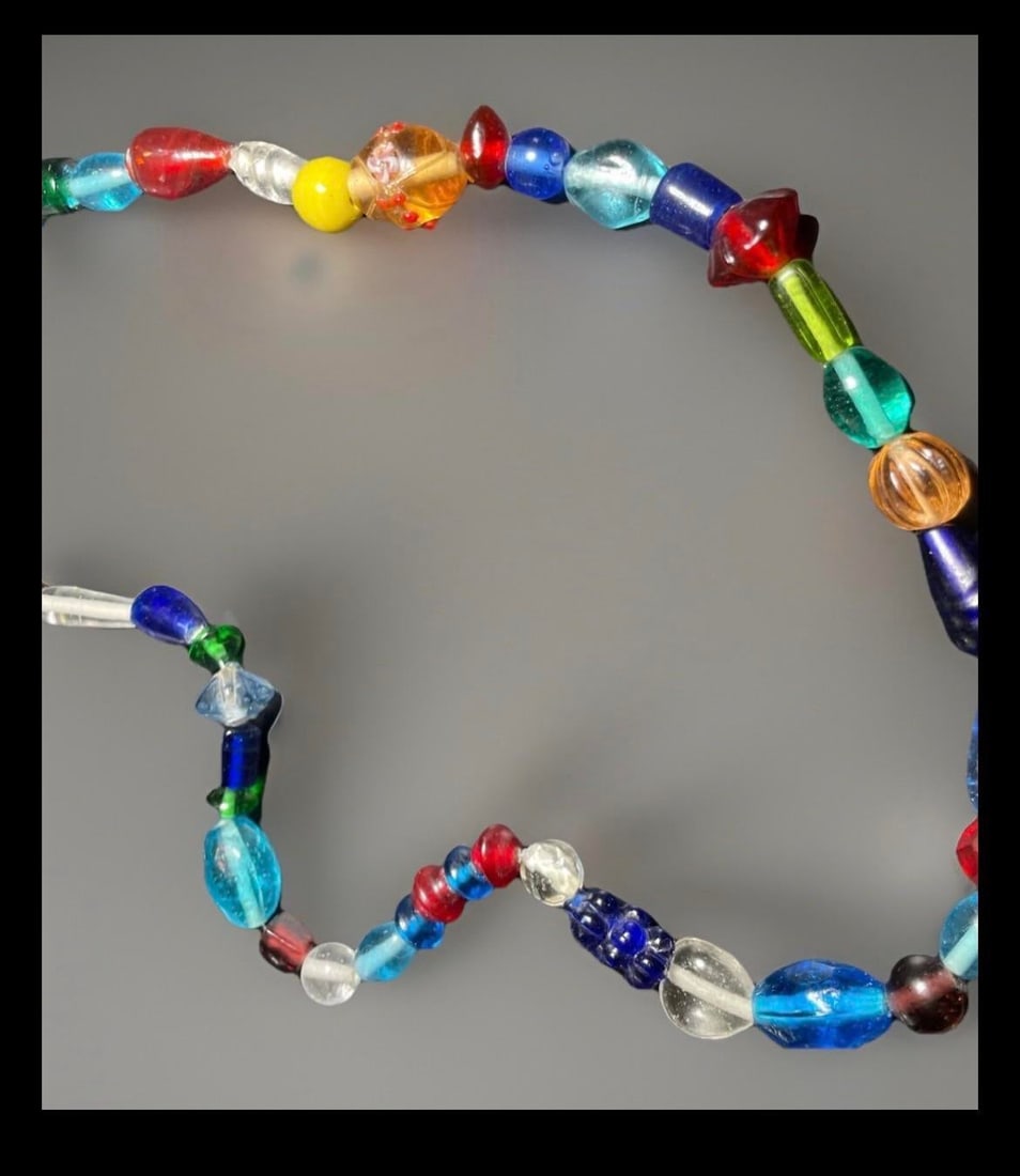 Bohemian Glass From Jablonec Nad Nisou (Formerly Gablonz) Pressed Glass Bead Necklace in Various Col - 3