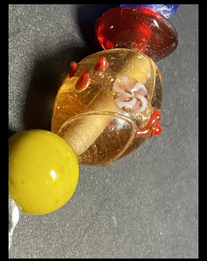 Bohemian Glass From Jablonec Nad Nisou (Formerly Gablonz) Pressed Glass Bead Necklace in Various Col - 5