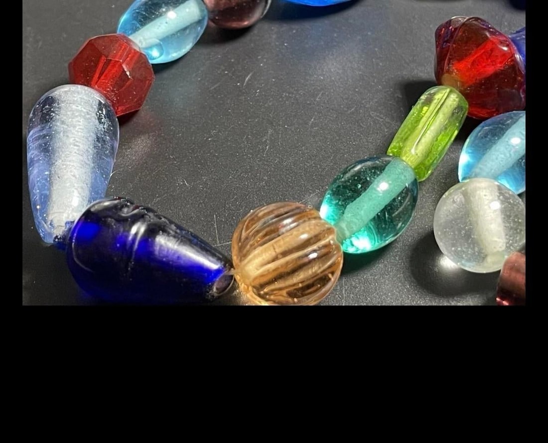 Bohemian Glass From Jablonec Nad Nisou (Formerly Gablonz) Pressed Glass Bead Necklace in Various Col - 6