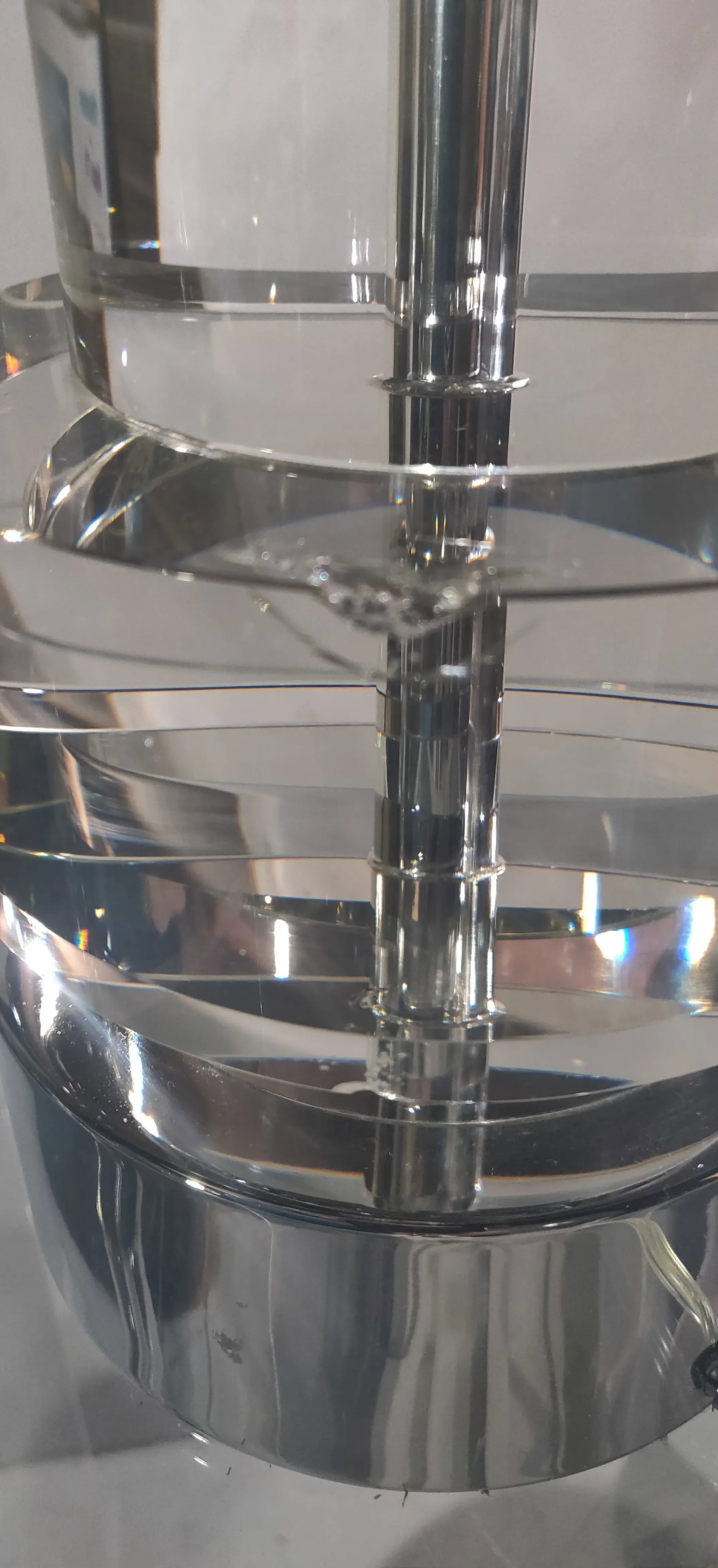 Postmodern Glass & Chrome Column Table Lamps With White Jumbo Drum Lampshades- a Pair - 3