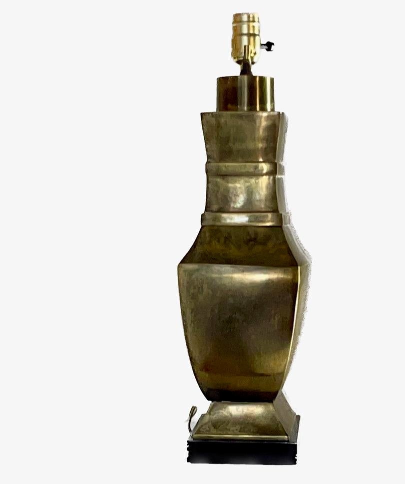 Stately Paul Hanson Solid Bronze Table Lamp, C. 1950s - Heavy Neoclassical Column - 3