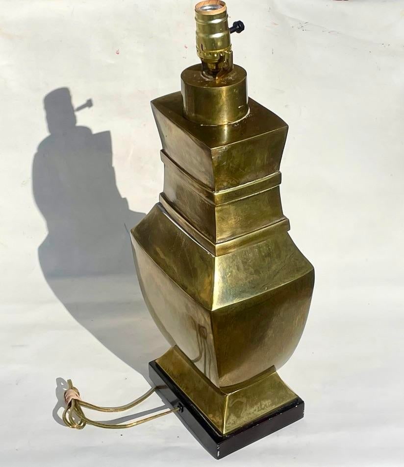 Stately Paul Hanson Solid Bronze Table Lamp, C. 1950s - Heavy Neoclassical Column - 7
