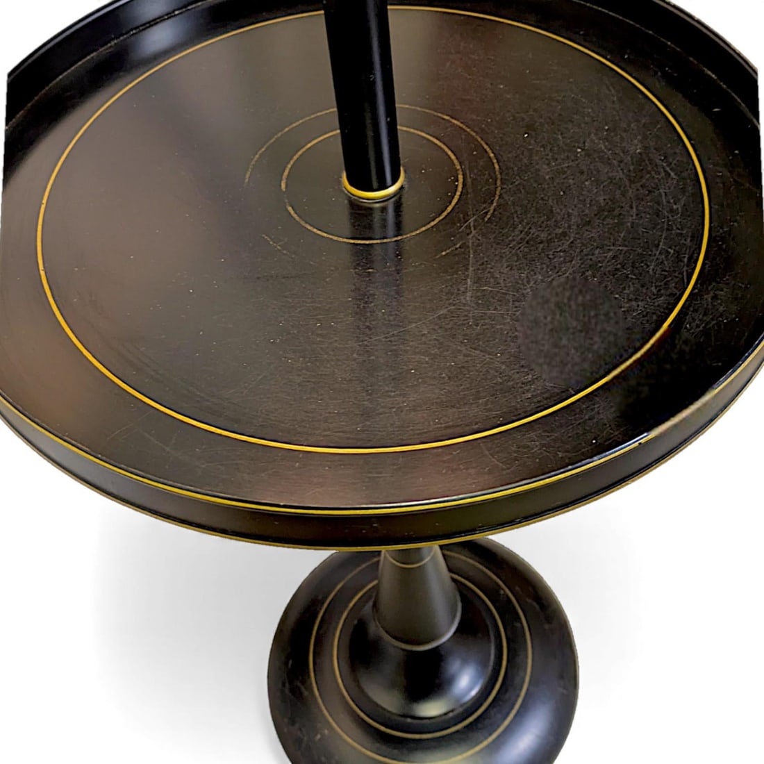 Vintage French Empire Bouillotte Black Tole Floor Lamp With Metal Shade Drinks Table - 6