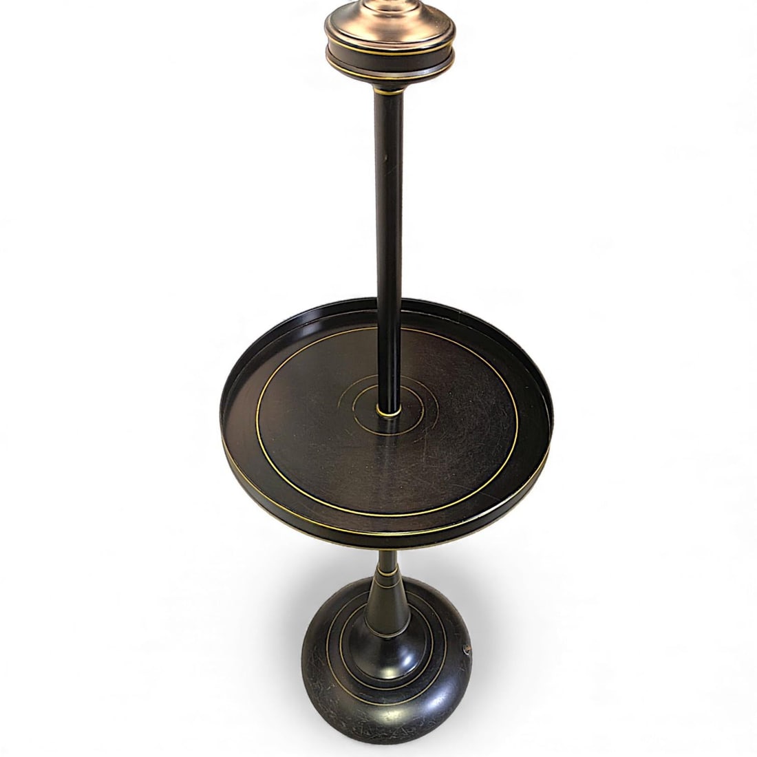Vintage French Empire Bouillotte Black Tole Floor Lamp With Metal Shade Drinks Table - 7