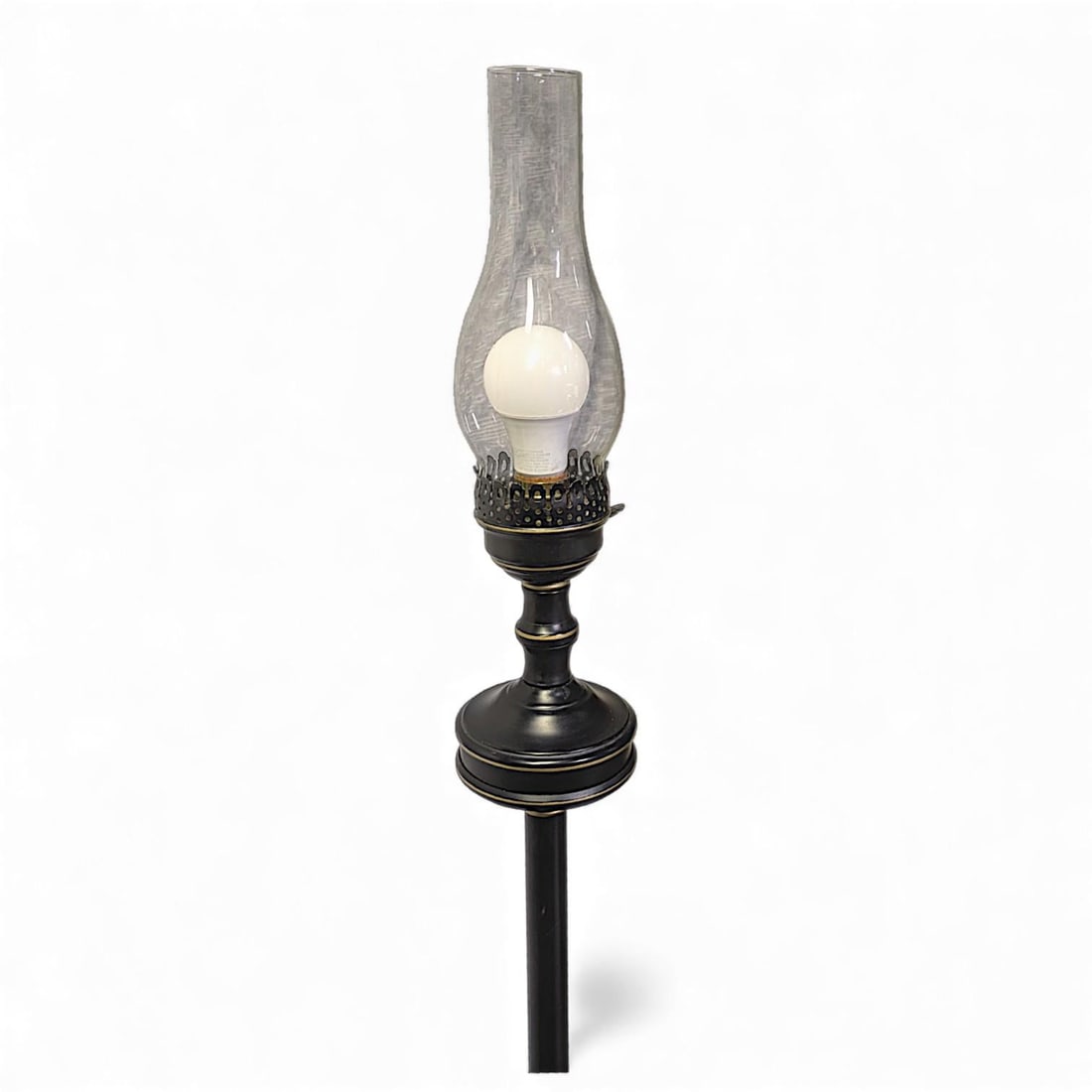 Vintage French Empire Bouillotte Black Tole Floor Lamp With Metal Shade Drinks Table - 8