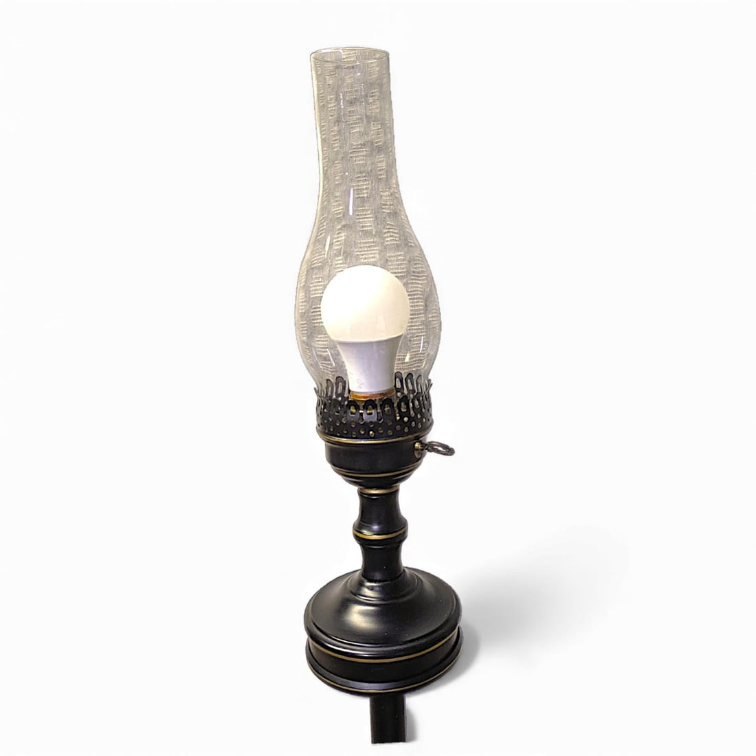 Vintage French Empire Bouillotte Black Tole Floor Lamp With Metal Shade Drinks Table - 9